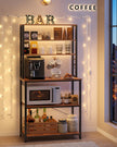 VASAGLE Coffee Bar, Baker’s Rack for Kitchen with Storage, 6-Tier Kitchen Shelves with 6 Hooks, Microwave Stand, Industrial, 15.7 x 31.5 x 65.7 Inches, Rustic Brown and Black UKKS019B01 🍁 All In One Marketplace Canada