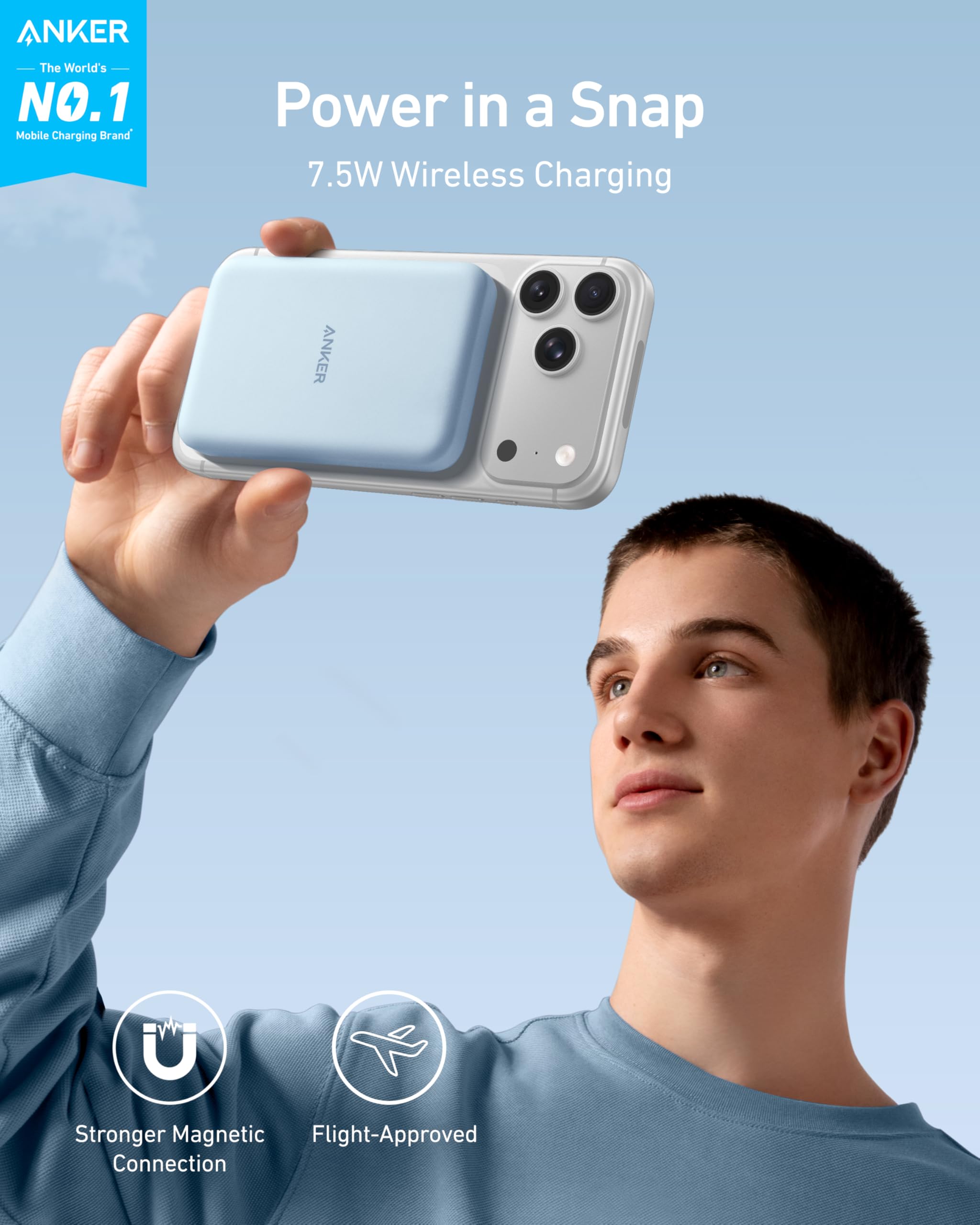 Anker 621 Magnetic Portable Charger (MagGo), 5,000mAh Wireless Power Bank with USB-C Cable, Magsafe-Compatible Battery Pack for iPhone 17/16/15/14/13/12 Series (Blue) 🍁 All In One Marketplace Canada