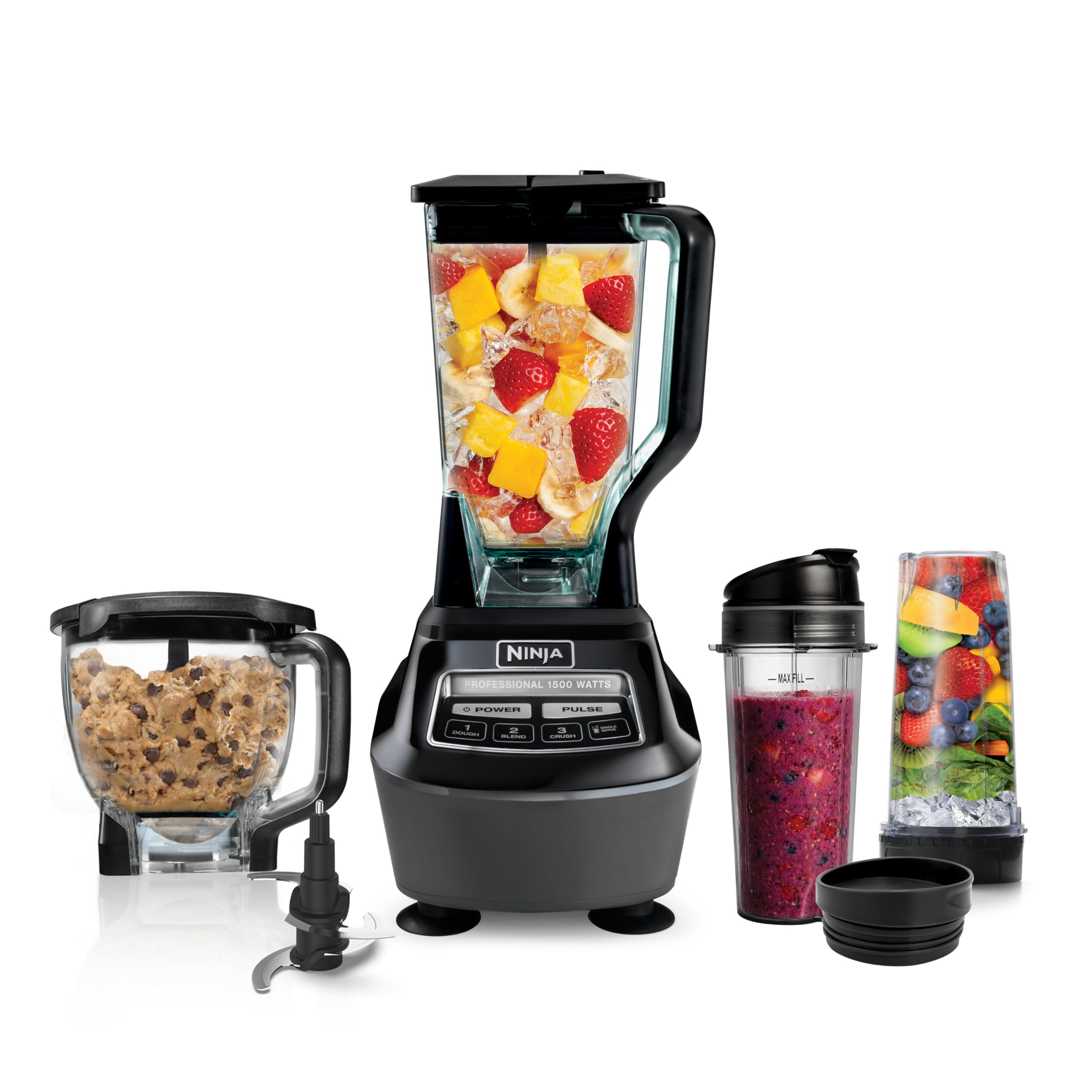Ninja Kitchen System | All-in-One Food Processor & Blender for Smoothies | Includes Pitcher, (2) 16 oz. to-Go Cups & 8-Cup Bowl | Makes Salsa, Dough, Shakes, & Frozen Drinks | 1500W | Black | BL770 🍁 All In One Marketplace Canada