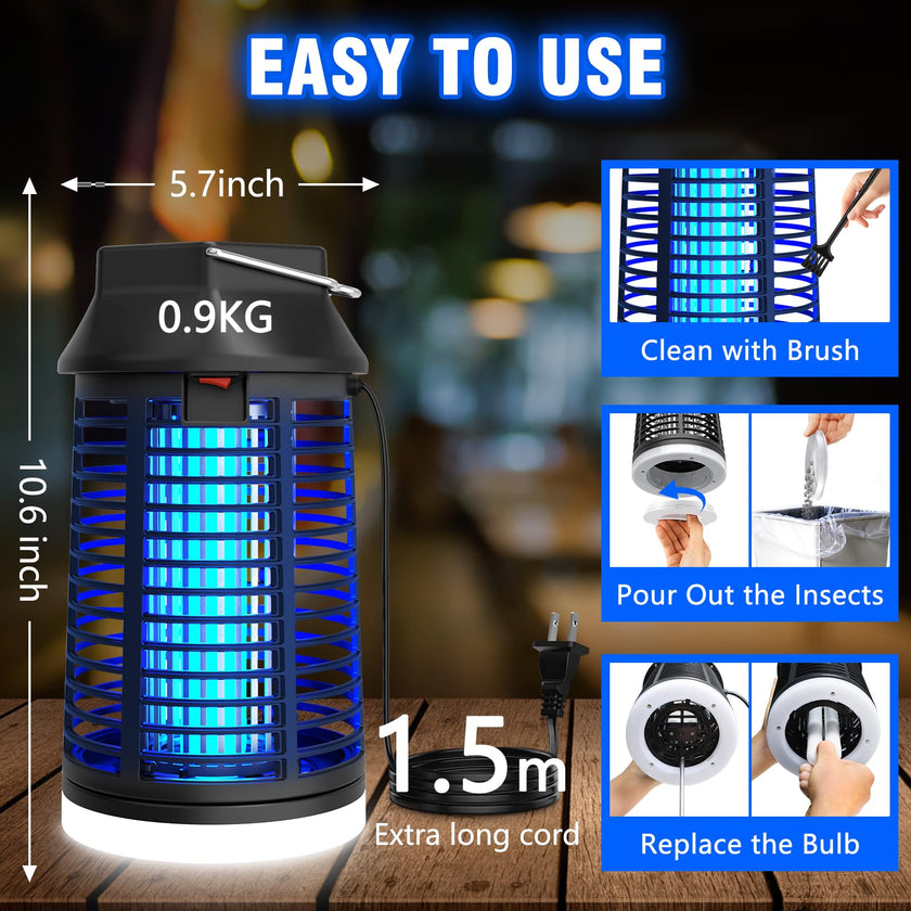 ZENLEA Bug Zapper Outdoor with LED Light, Bug Zapper Indoor, 4200V Mosquito Zapper Outdoor,Waterproof Mosquito Killer, Electric Fly Zapper Fly Traps for Camping Backyard Patio Garden, Plug-in 🍁 All In One Marketplace Canada