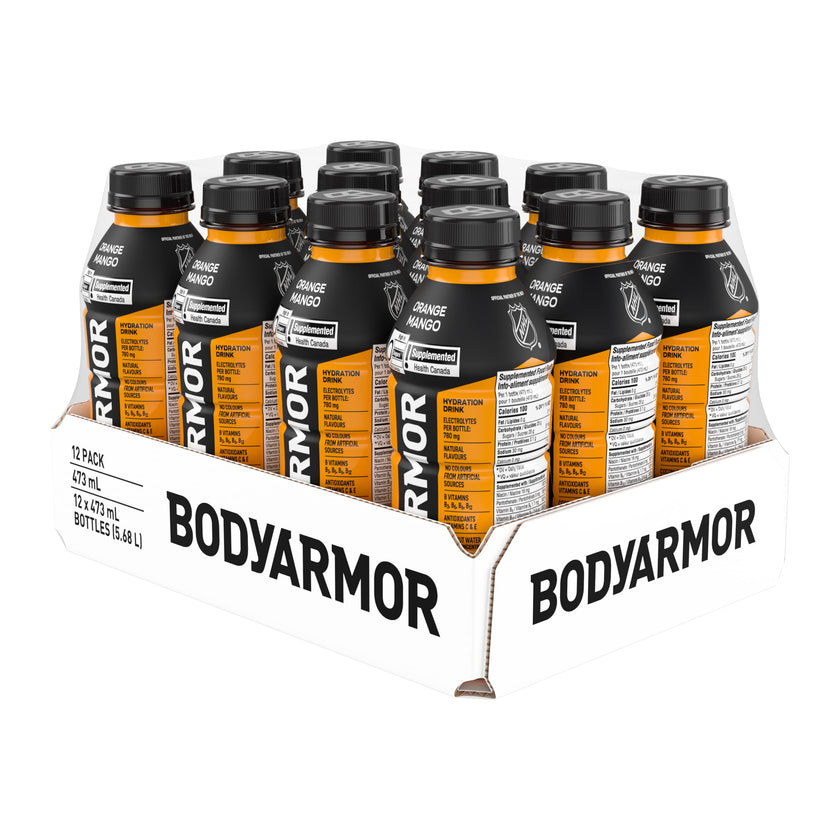 BODYARMOR SuperDrink Orange Mango, 473 mL Bottles (12 Pack) – Sports Hydration Drink with Coconut Water, Potassium-Packed Electrolytes and Antioxidant Vitamins 🍁 All In One Marketplace Canada