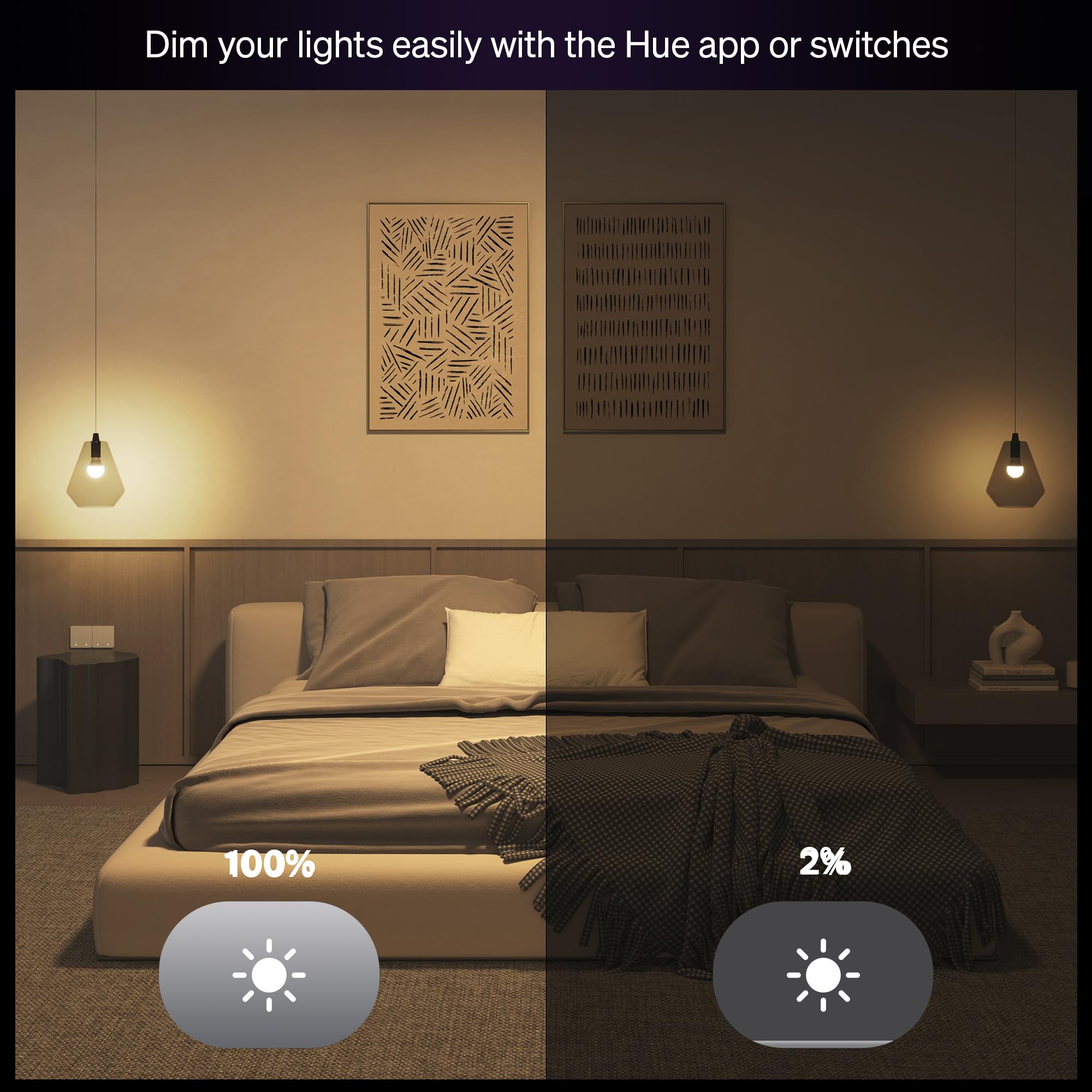 Philips Hue Essential Starter Kit: Bridge + 4 Essential E26 Smart Bulbs, White and Color Ambiance, 2200K-6500K, Dimmable, Works with Alexa, Google Assistant, Samsung SmartThings, Apple Home 🍁 All In One Marketplace Canada