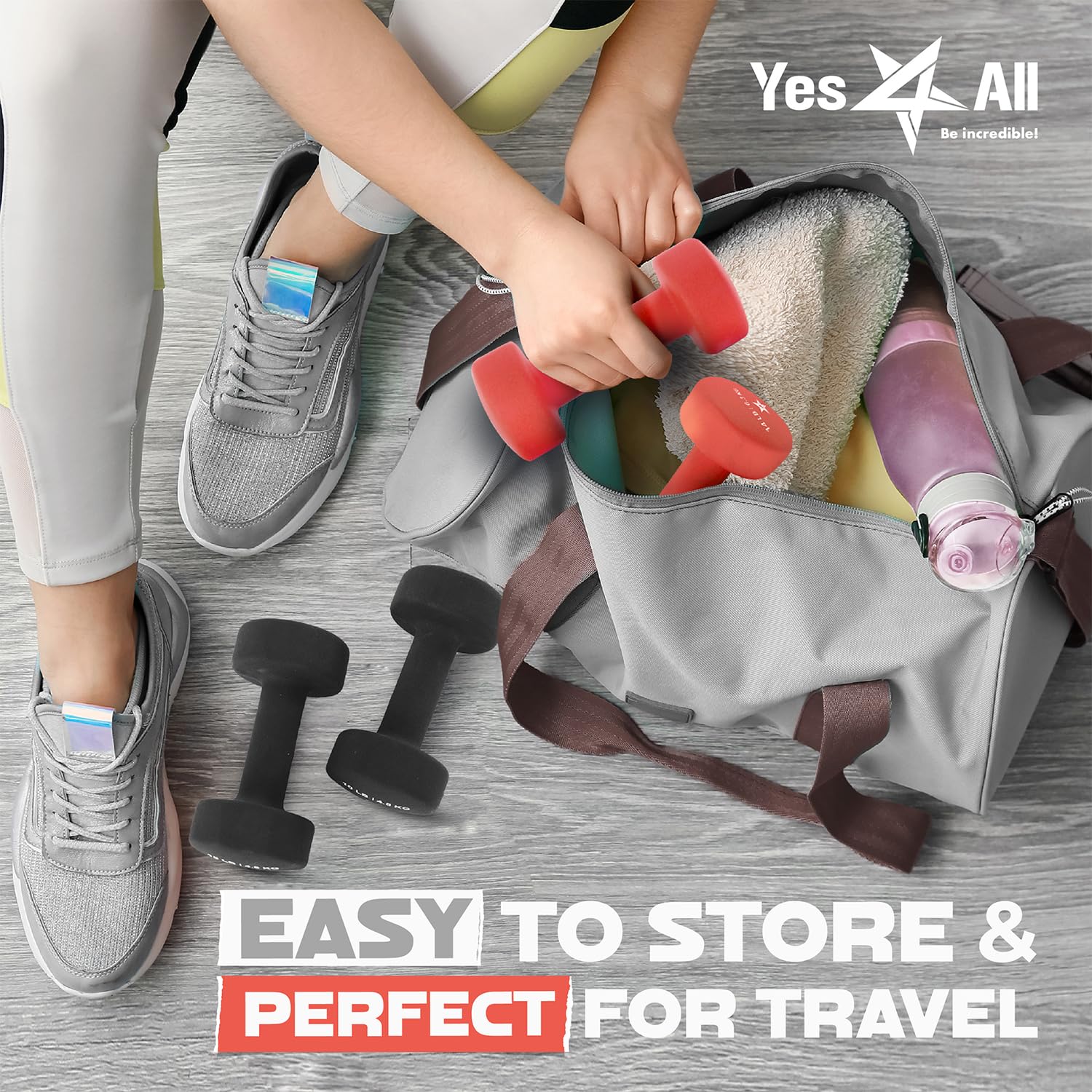 Yes4All Dumbbell Neoprene, poids et haltere, Weight Set, Hand Weights for Women, Dumbbells Pair, Free Weights (D. Red - 9lbs) 🍁 All In One Marketplace Canada