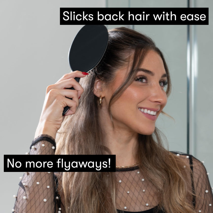 FRAMAR Black Boar Bristle Hair Brush - Natural Bristle Brush For Fine Hair, Boar Brush For Slicking Back Hair, Hair Brush For Women, Slick Back Hair Brush, Brosse a Cheveux, Brosse Poil De Sanglier 🍁 All In One Marketplace Canada