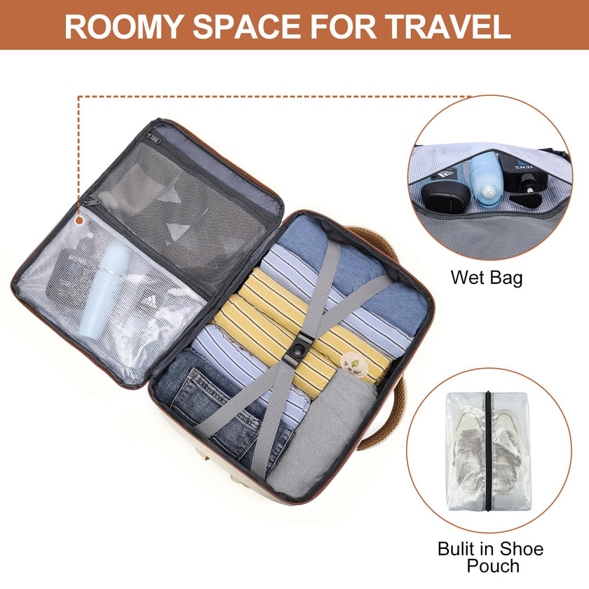 Travel Backpack for Women Flight Approved Carry On Travel Backpack with Shoe Pouch,TSA 15.6inch Laptop Sac à Dos Personal Item Bag for Weekender Overnight Bags Bookbag Travel Essentials,Beige 🍁 All In One Marketplace Canada