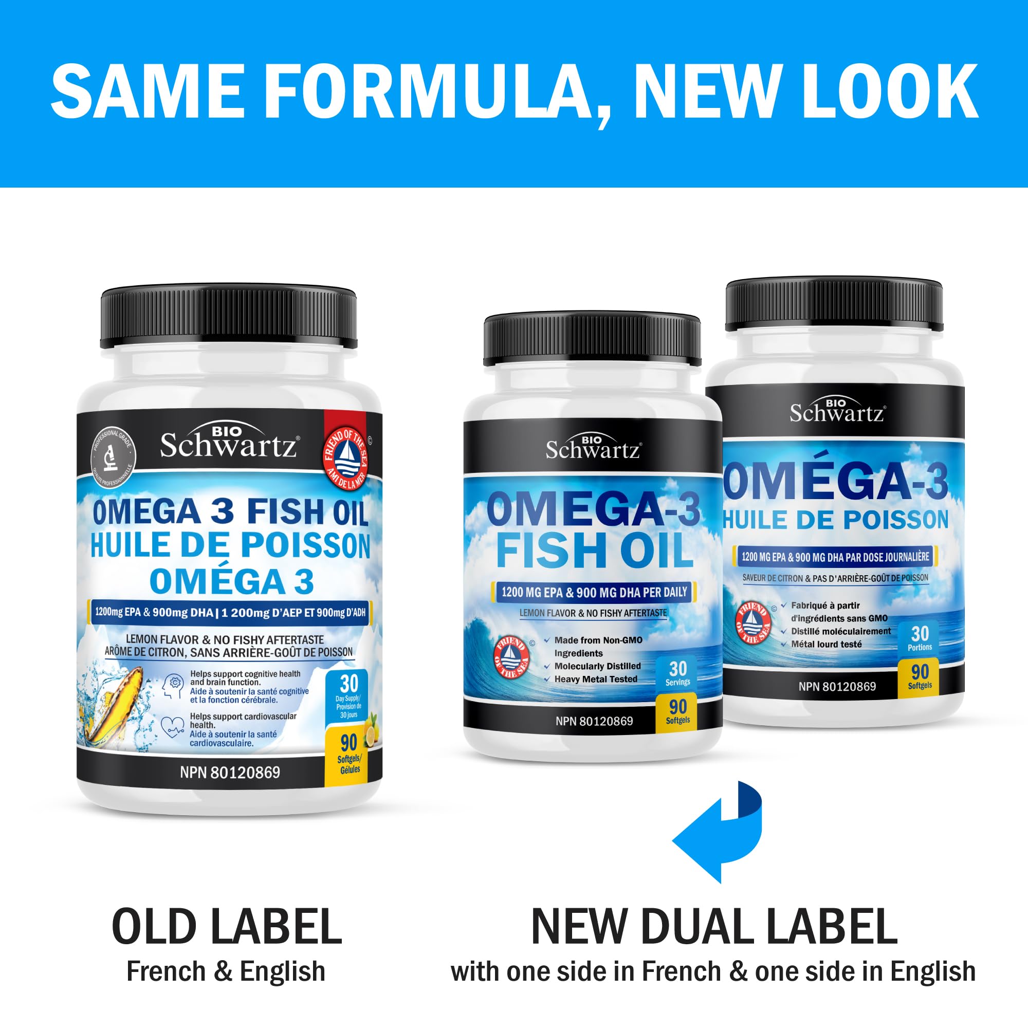 Fish Oil Omega 3 EPA & DHA 2250 mg | Burpless Lemon Flavor Triple Strength Supplement with Fatty Acids from Wild Icelandic Fish | Supports Joint, Eyes, Brain & Skin Health | Non GMO | 90 Softgels 🍁 All In One Marketplace Canada