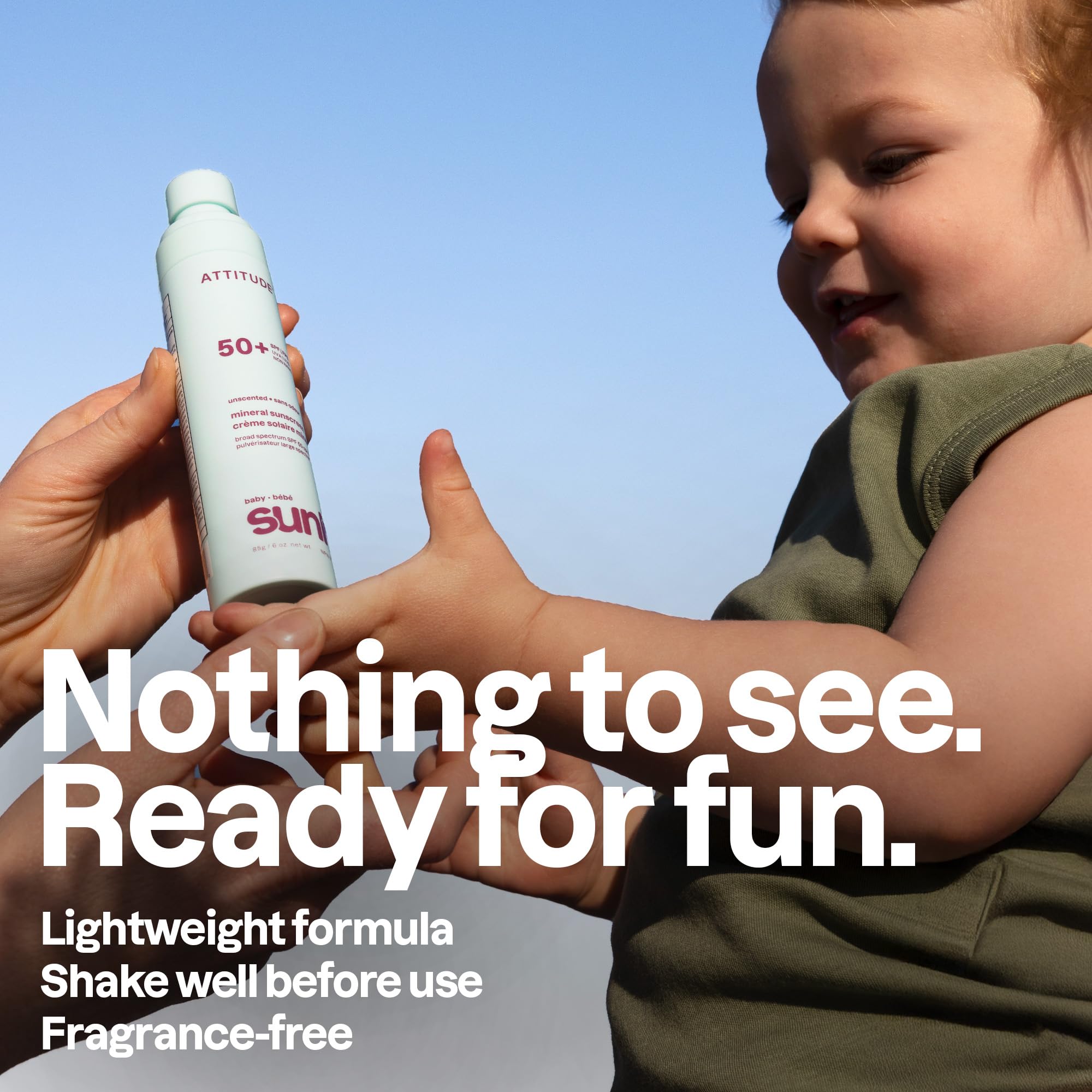 ATTITUDE Baby Mineral Sunscreen Lightweight Lotion SPF 50, Broad Spectrum Zinc Oxide, EWG Verified, Non-Nano, Water-Resistant 80 Minutes, Non-Greasy for Face & Body, Vegan, Unscented, 80 grams 🍁 All In One Marketplace Canada