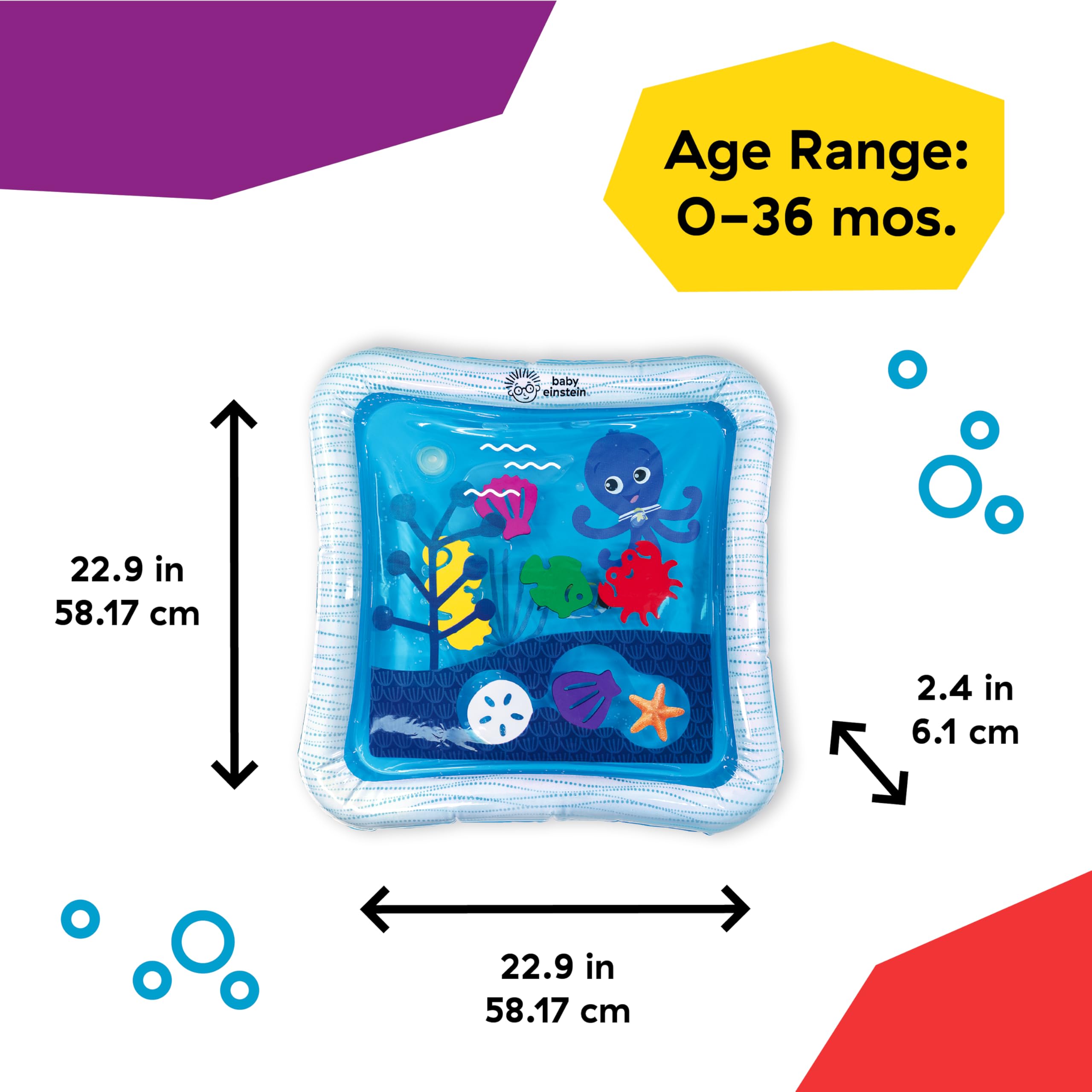 Baby Einstein Octopus Water Play Mat - Safety Fill Line, Tummy Time Activity & Sensory Toy for Babies Newborn & up, Blue 🍁 All In One Marketplace Canada