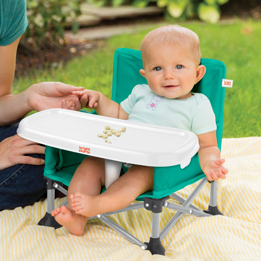Bright Starts Pop 'N Sit Portable Booster, Indoor/Outdoor Use, Floor Seat with Feeding Tray, Teal, 6 Mos - 3 Yrs 🍁 All In One Marketplace Canada