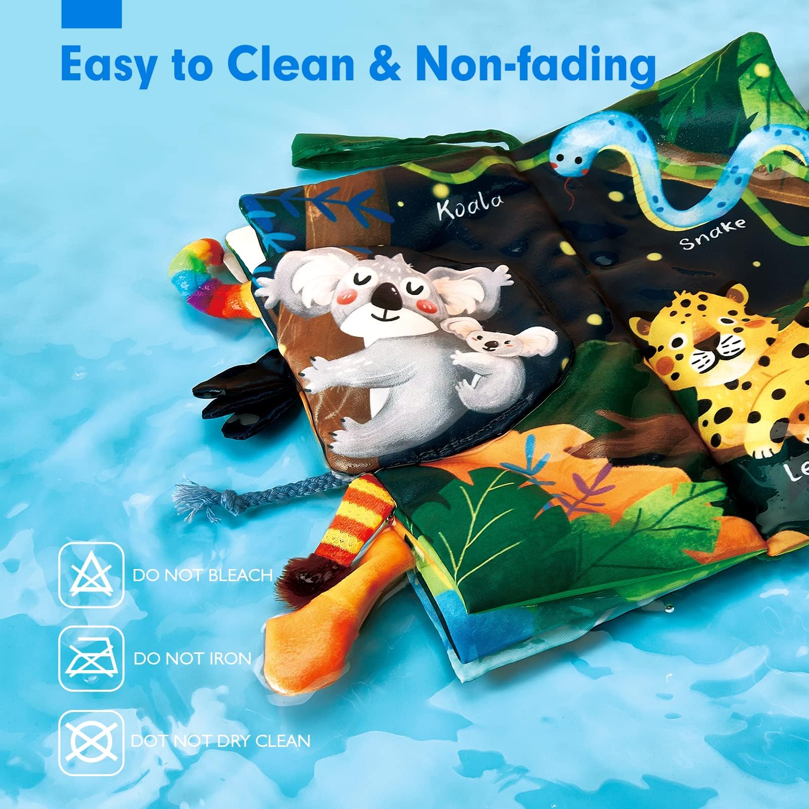 hahaland Baby Book Toy 0 3 6 12 Months - Touch and Feel First Crinkle Cloth Soft Book for Babies 0 Months, Baby Boy Girl Gifts for Newborn Infant - Jungly Tails Theme 🍁 All In One Marketplace Canada