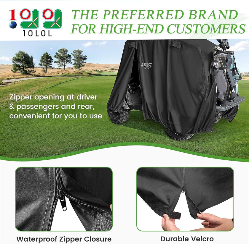 10L0L Universal 2-4 Passenger Golf Cart Cover for EZGO, Club Car and Yamaha, Waterproof Sunproof and Durable, Black 🍁 All In One Marketplace Canada