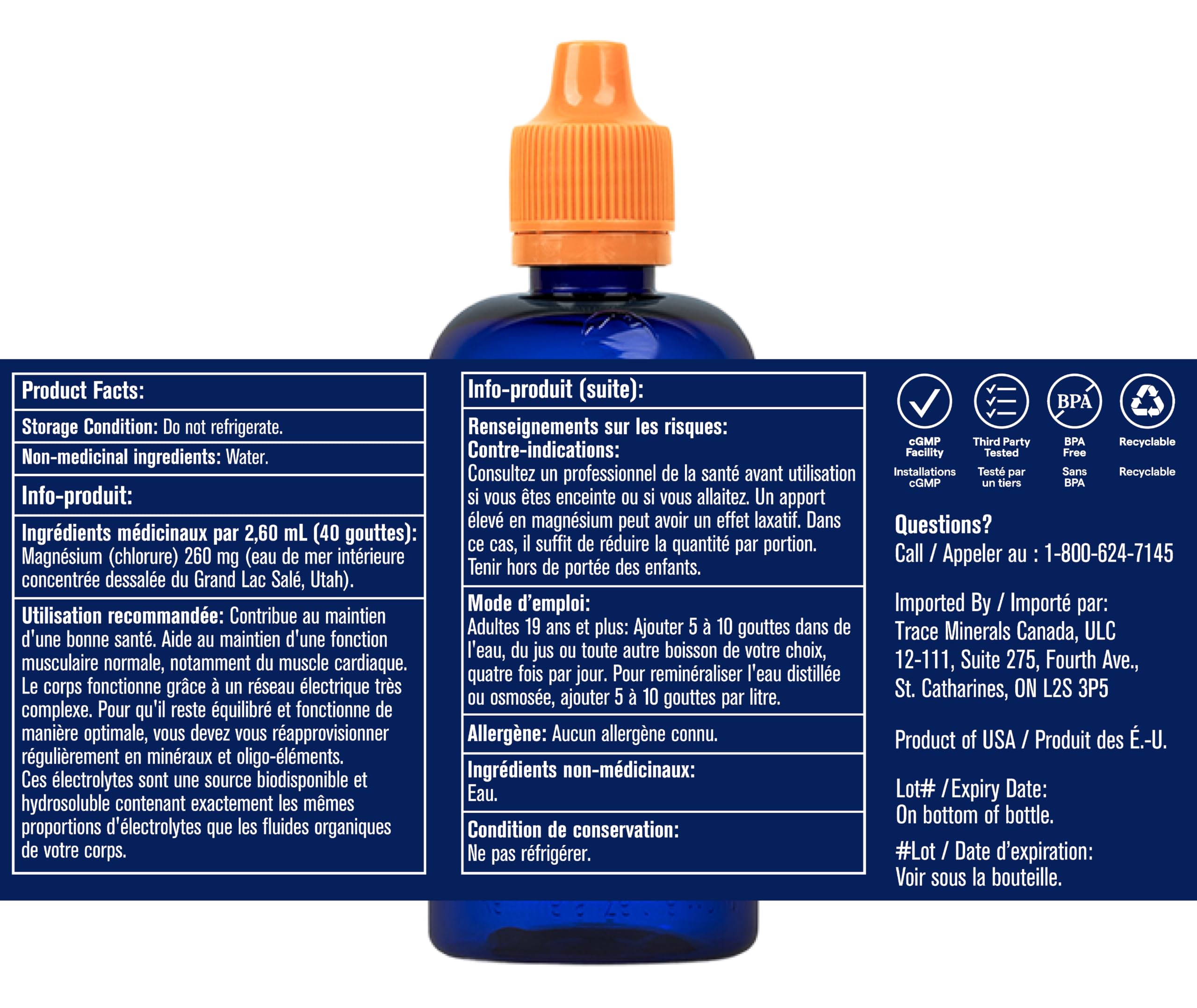 Trace Minerals ConcenTrace Drops - 240 ml, 96 Day Supply, Unflavored - Full Spectrum Minerals - Ionic Liquid Magnesium, Chloride & Potassium Electrolytes - Low Sodium Hydration 🍁 All In One Marketplace Canada