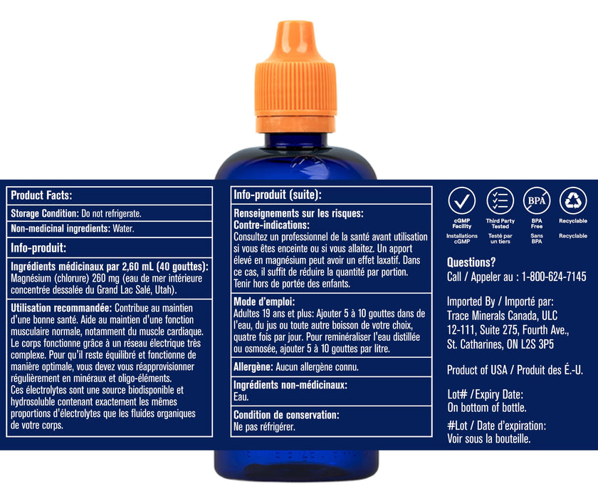 Trace Minerals ConcenTrace Drops - 240 ml, 96 Day Supply, Unflavored - Full Spectrum Minerals - Ionic Liquid Magnesium, Chloride & Potassium Electrolytes - Low Sodium Hydration 🍁 All In One Marketplace Canada