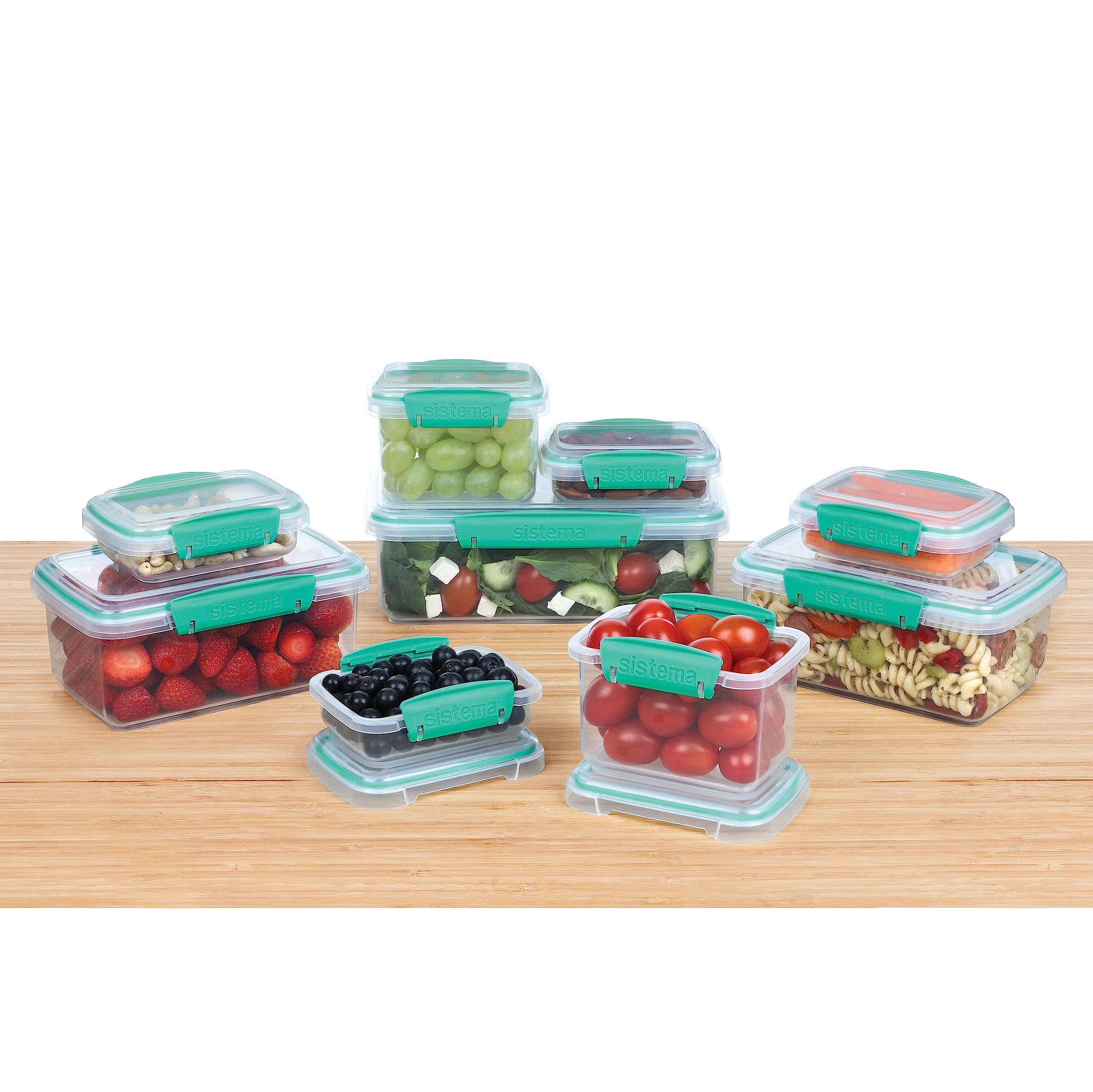 Sistema Food Storage Containers with Lids for Lunch, Meal Prep and Leftovers, Dishwasher Safe, BPA-Free, Teal, 18 Piece Set 🍁 All In One Marketplace Canada
