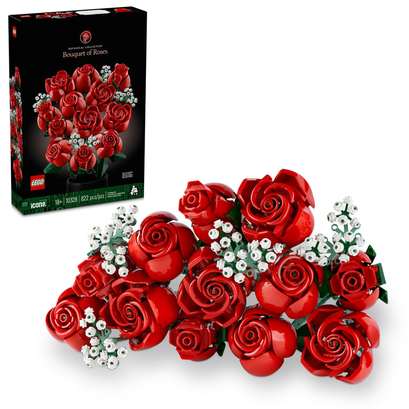 LEGO Botanicals Bouquet of Roses Artificial Flowers - Fake Red Roses Building Set for Adults, Ages 18+ - Gifts for Birthdays - Home Decor for Table Display - 10328 🍁 All In One Marketplace Canada
