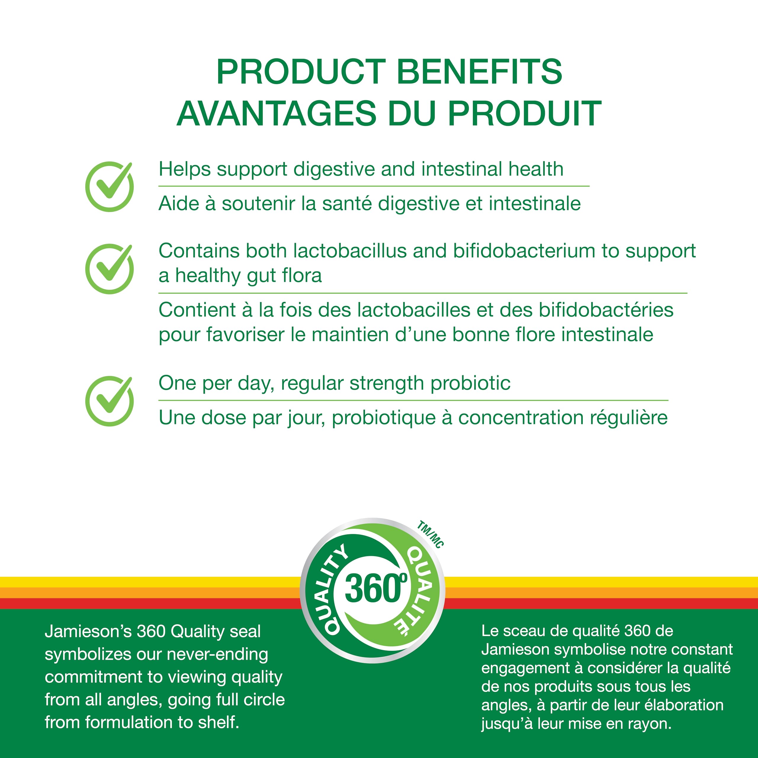 Jamieson Probiotic 5 Billion Active Cells, Bonus Size, Supports Digestive Health and Microbial Diversity. 5 Unique Strains, Including Lactobacillus and Bifidobacterium, Non-GMO, Gluten-Free, 72 Vegetarian capsules 🍁 All In One Marketplace Canada