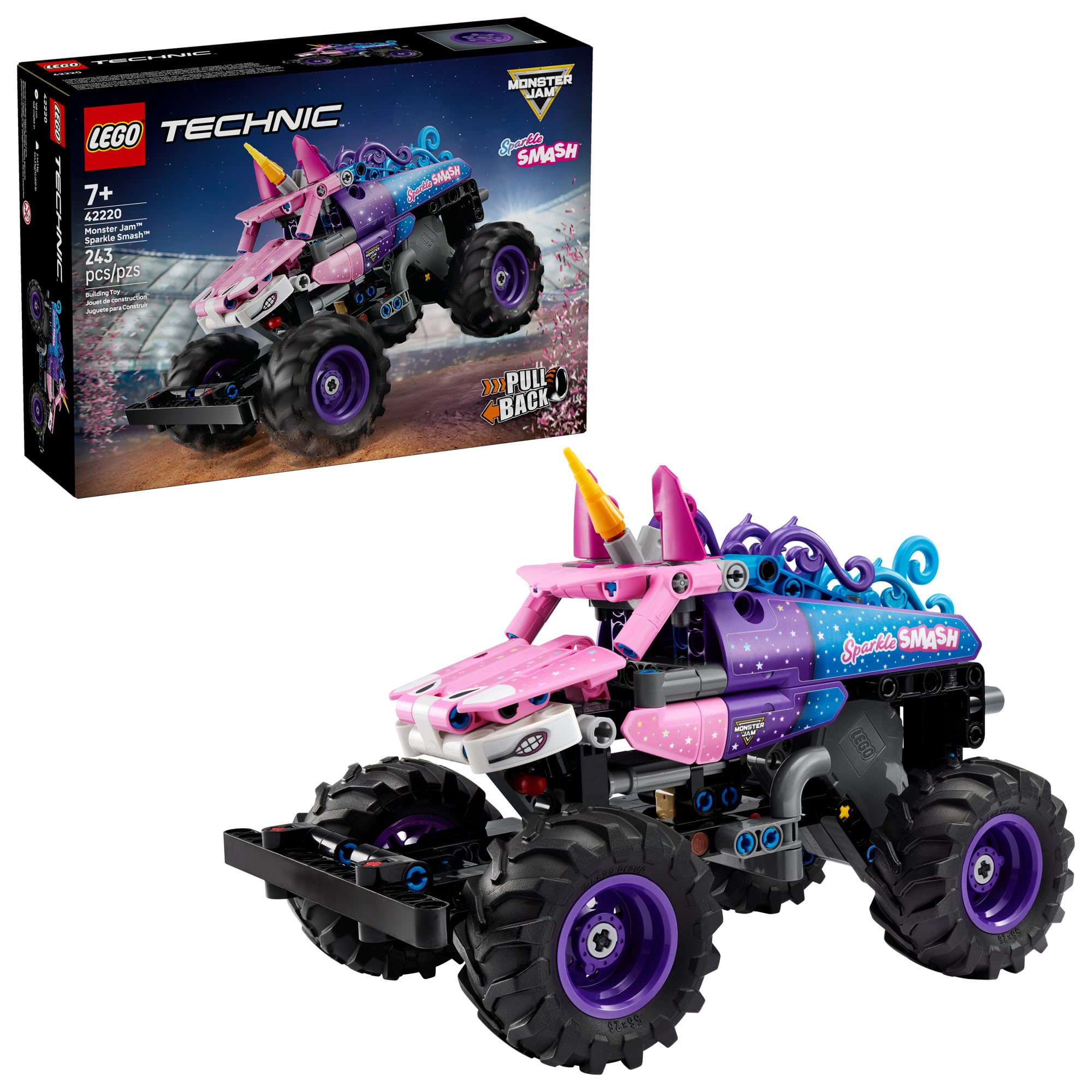 LEGO Technic Monster Jam Sparkle Smash Pull-Back Truck Toy for Boys & Girls - Monster Truck Building Toy W/Pull-Back Racing Action for Kids, Ages 7+ - Gift Idea for Birthdays - 42220 🍁 All In One Marketplace Canada