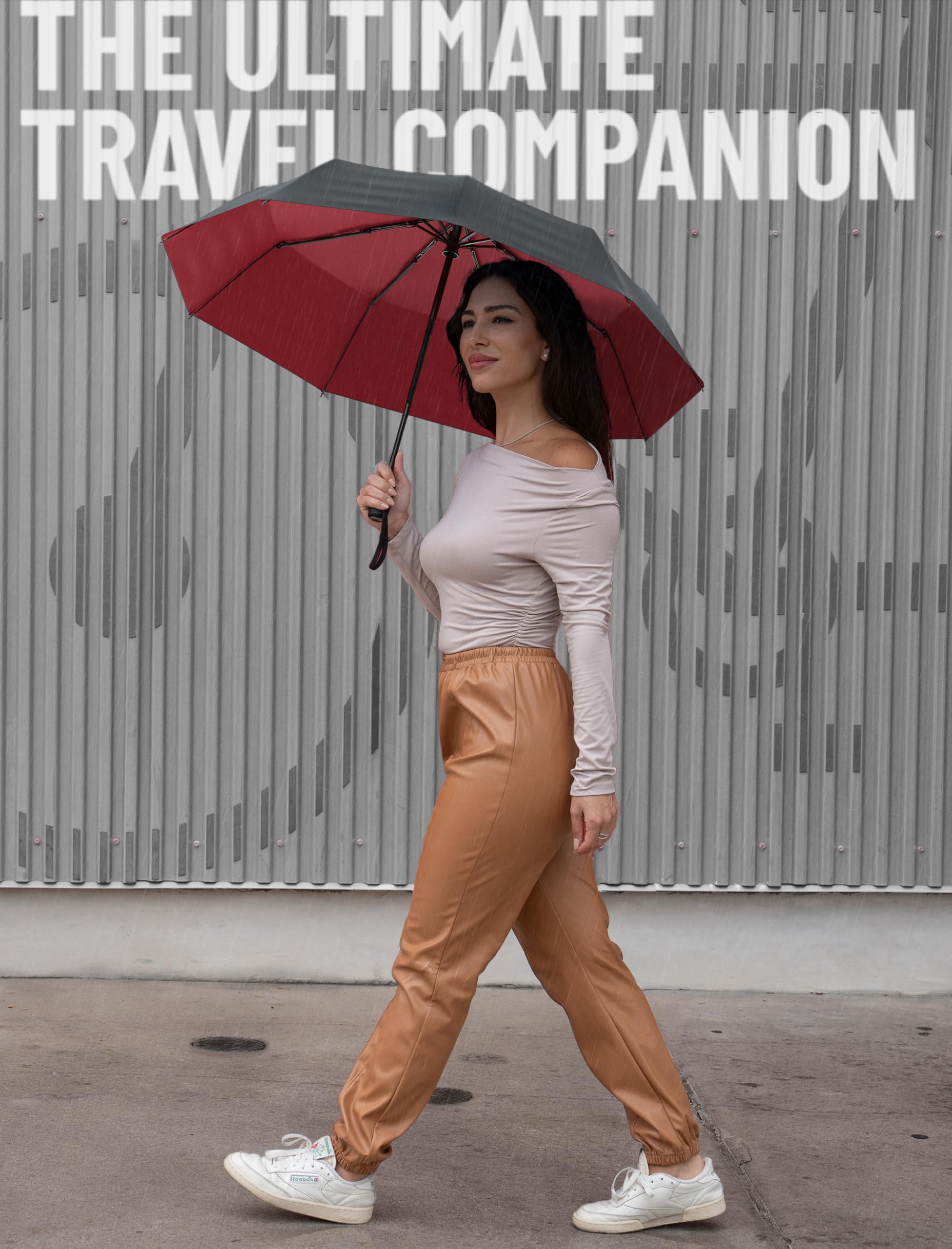 Repel Windproof Travel Umbrella - Compact & Withstands Winds up to 100MPH, Strongest Premium Auto Folding Umbrella for Rain and Sun - Durable, Light & Portable for Women & Men, Fits Backpack & Cars 🍁 All In One Marketplace Canada