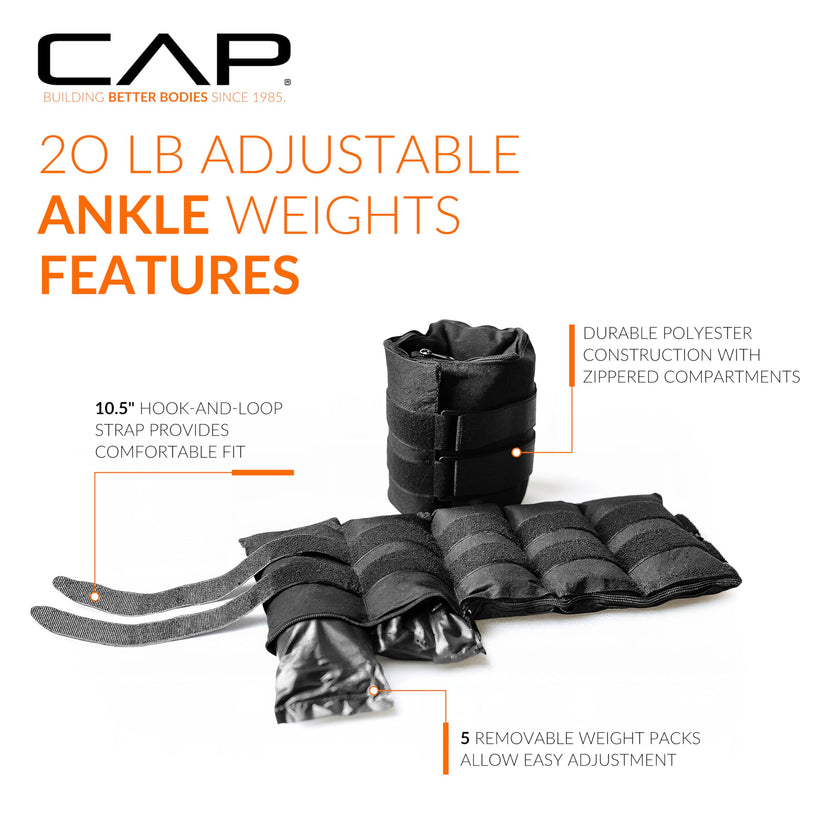 CAP Barbell 20 lb Adjustable Ankle Weights – Pair 🍁 All In One Marketplace Canada