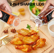 AISIPRIN 24 Pcs Glass Spice Jars with 398 Labels, 4oz Empty Square Containers Seasoning Bottles - Shaker Lids, Funnel, Brush and Marker Included(Black Metal Caps) 🍁 All In One Marketplace Canada