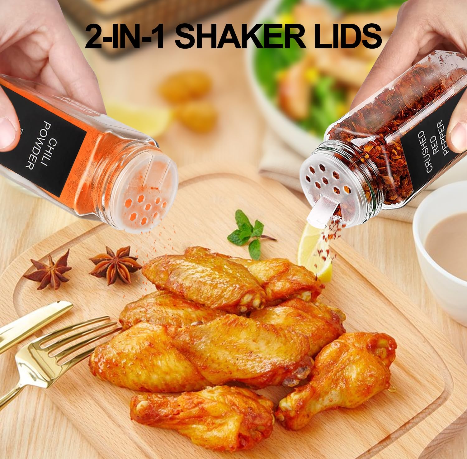 AISIPRIN 24 Pcs Glass Spice Jars with 398 Labels, 4oz Empty Square Containers Seasoning Bottles - Shaker Lids, Funnel, Brush and Marker Included(Black Metal Caps) 🍁 All In One Marketplace Canada