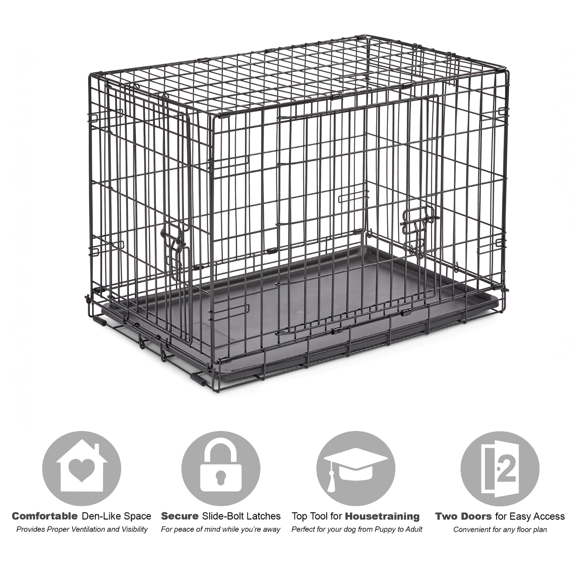MidWest Homes for Pets 30-Inch New World Crate for Medium Breeds, 21-40 lbs, Double Door Folding Dog Crate, Leak-Proof Tray & Secure Latches, Portable, Durable & Easy to Assemble 🍁 All In One Marketplace Canada