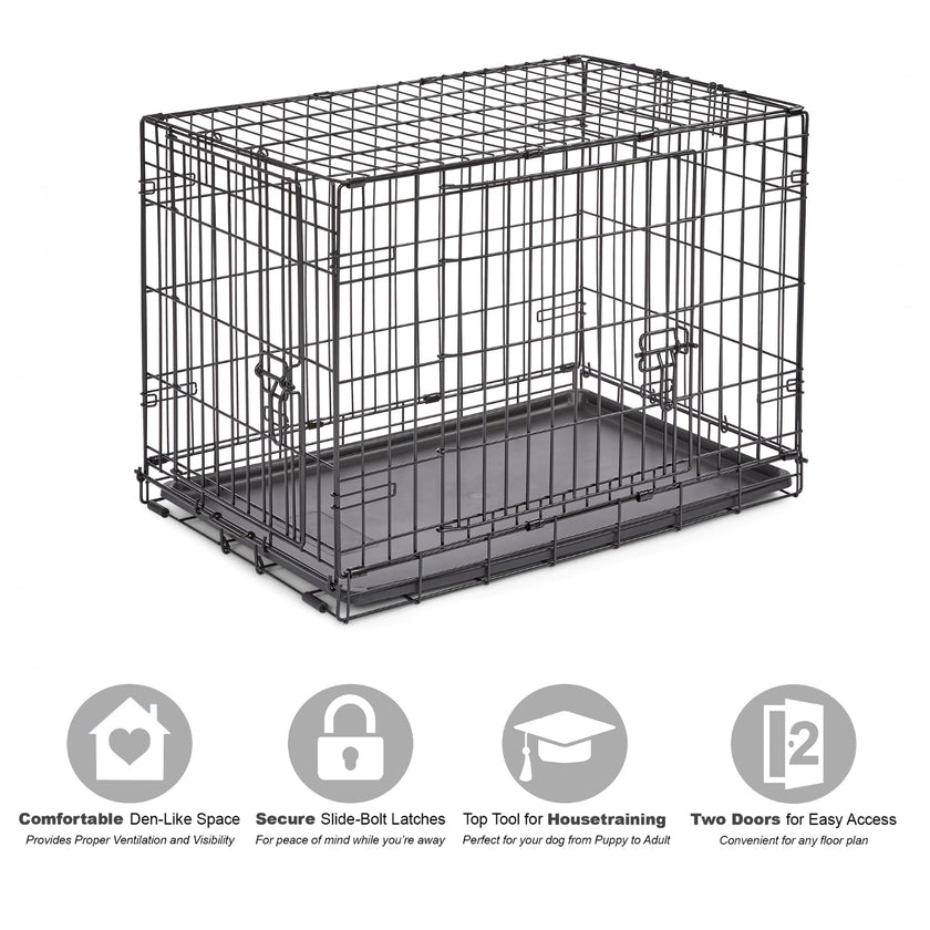MidWest Homes for Pets 30-Inch New World Crate for Medium Breeds, 21-40 lbs, Double Door Folding Dog Crate, Leak-Proof Tray & Secure Latches, Portable, Durable & Easy to Assemble 🍁 All In One Marketplace Canada