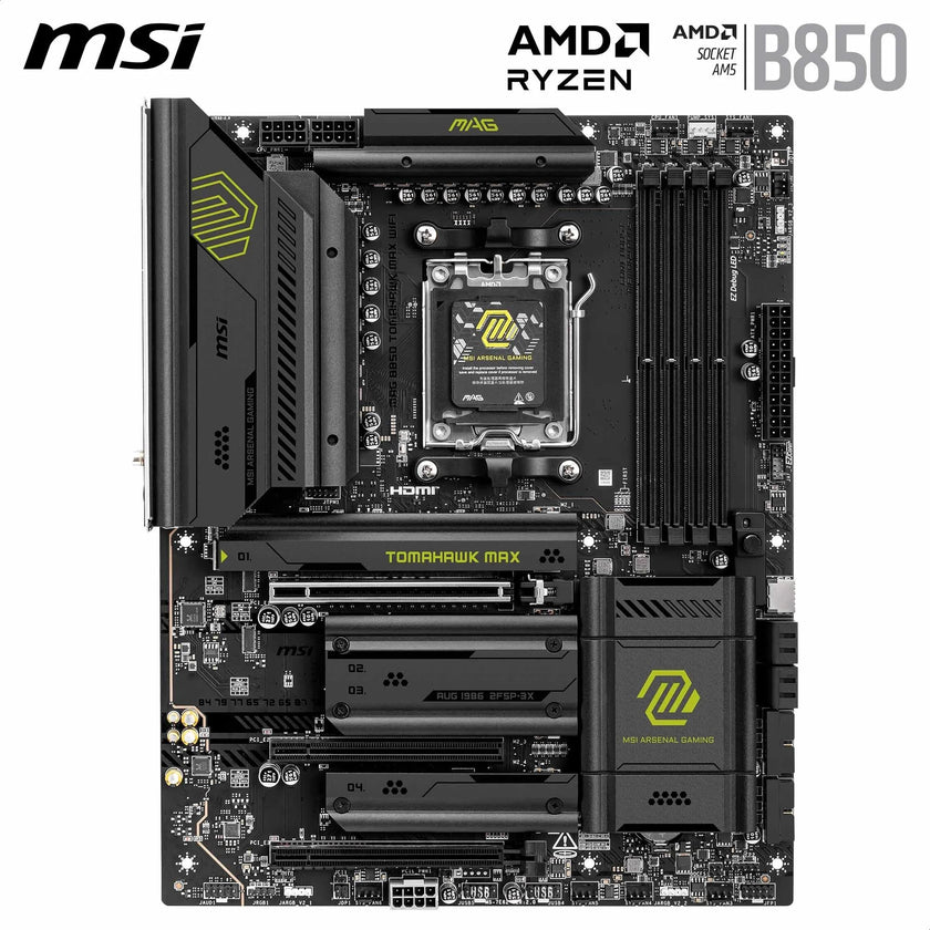 MSI MAG B850 Tomahawk MAX WiFi Gaming Motherboard (AMD Ryzen 9000/8000/7000 Series Processors, AM5, DDR5, PCIe 4.0, M.2, SATA 6Gb/s, USB 3.2 Gen 2, HDMI/DP, Wi-Fi 7, Bluetooth 5.3, 2.5Gbps LAN, ATX) 🍁 All In One Marketplace Canada