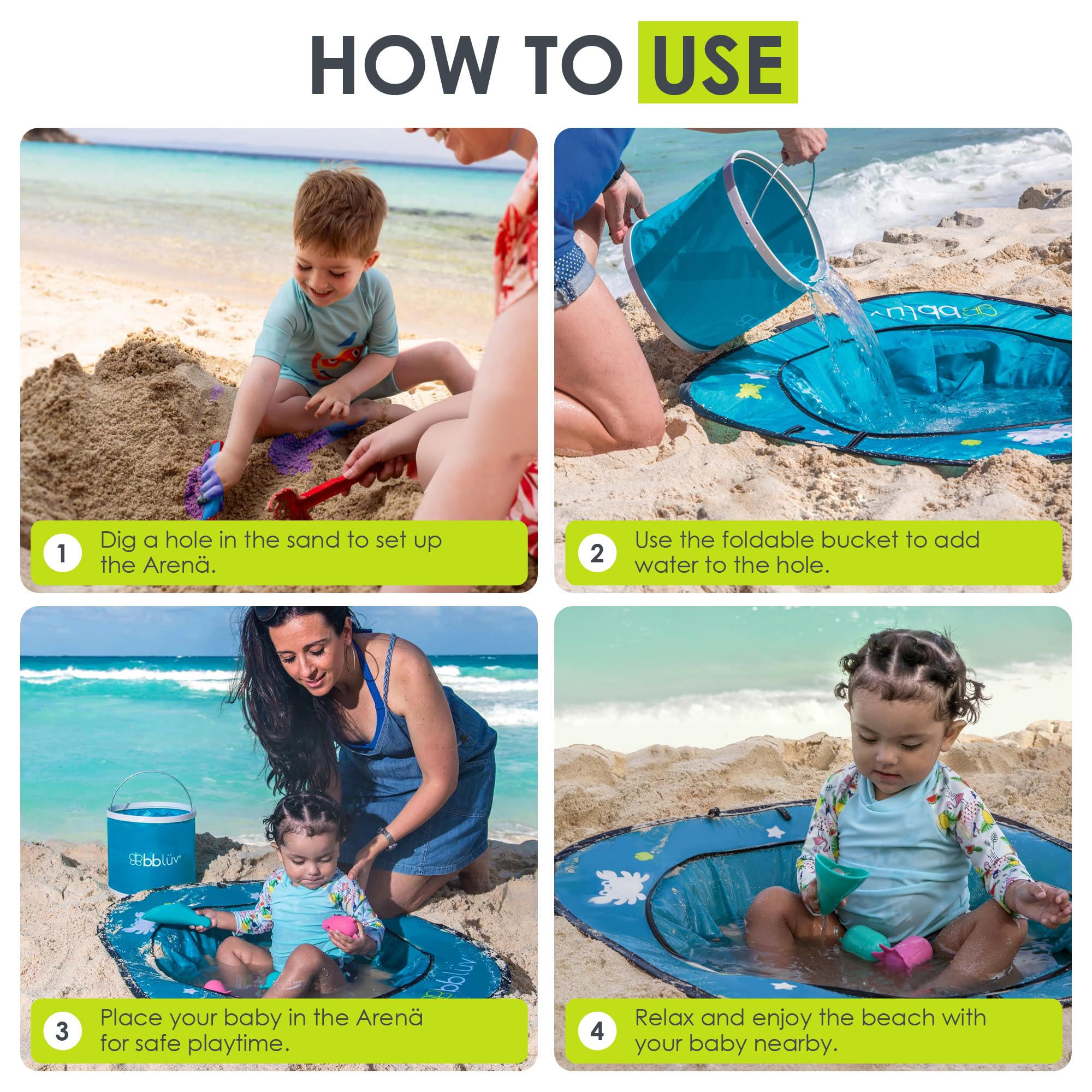bblüv Arenä Pop-Up Beach Pool for Infants - Easy Clean - Waterproof Material- Instant Setup - Compact Foldable Bucket - Safe Cooling Space - Anchors for Stability - Ultimate Summer Fun for Your Baby 🍁 All In One Marketplace Canada