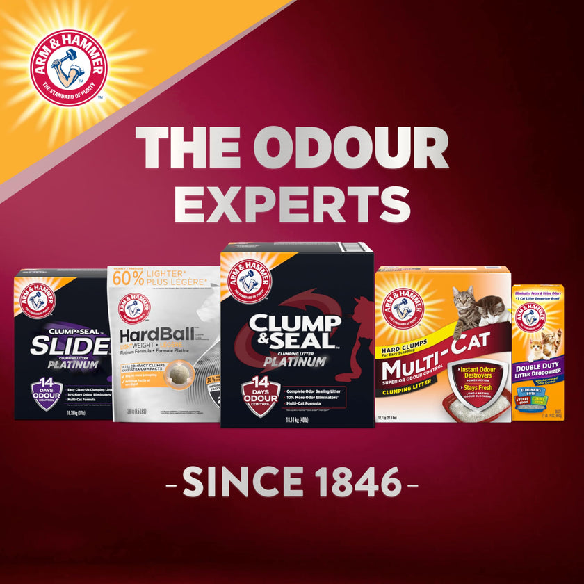 ARM & HAMMER Platinum Cat Litter, Clump & Seal, EXTRA STRENGTH Complete Odour Sealing with 14 Days of Odour Control, Multi-Cat, Hard Clumping Clay, 99.99% Dust Free, 18.14kg 🍁 All In One Marketplace Canada