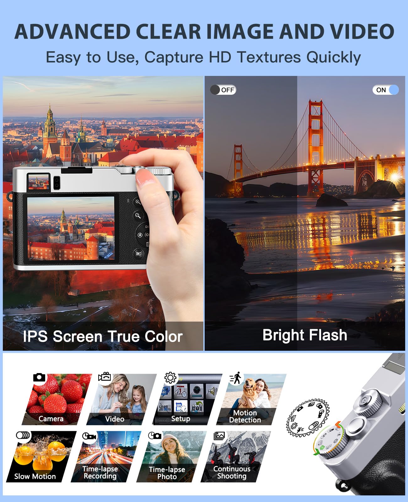 ToAuite 4K Digital Camera with Viewfinder, 48MP Autofocus Vlogging Camera for Photography and Video, Anti-Shake 16X Zoom Travel Portable Camera with Flash 32GB Card, Selfie YouTube Cameras with Dial 🍁 All In One Marketplace Canada
