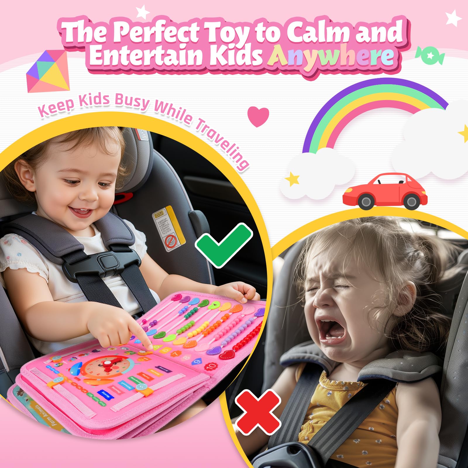 ZOOI Toddler Toys Busy Board - Montessori Toys for 1-5 Year Old Boy Girl Birthday Gifts for Kids, Sensory Toys Baby Essentials, Busy Book for Toddlers 1-5 Year Old, Airplane Activities Toys Gifts 🍁 All In One Marketplace Canada