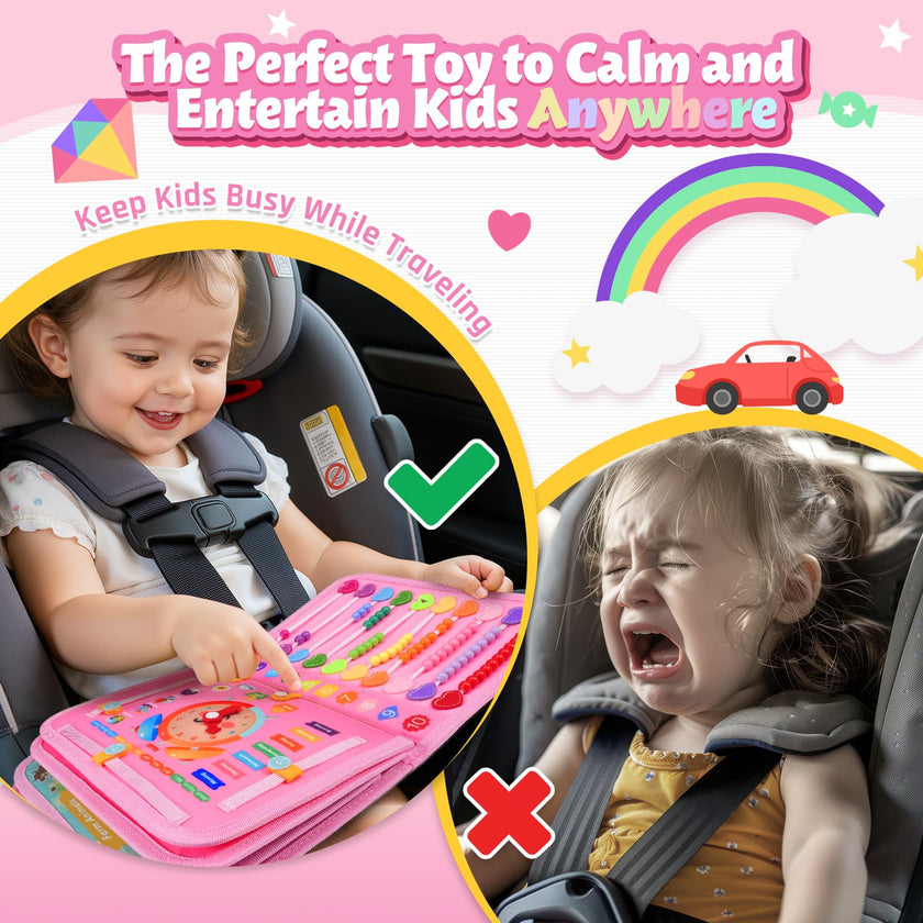 ZOOI Toddler Toys Busy Board - Montessori Toys for 1-5 Year Old Boy Girl Birthday Gifts for Kids, Sensory Toys Baby Essentials, Busy Book for Toddlers 1-5 Year Old, Airplane Activities Toys Gifts 🍁 All In One Marketplace Canada