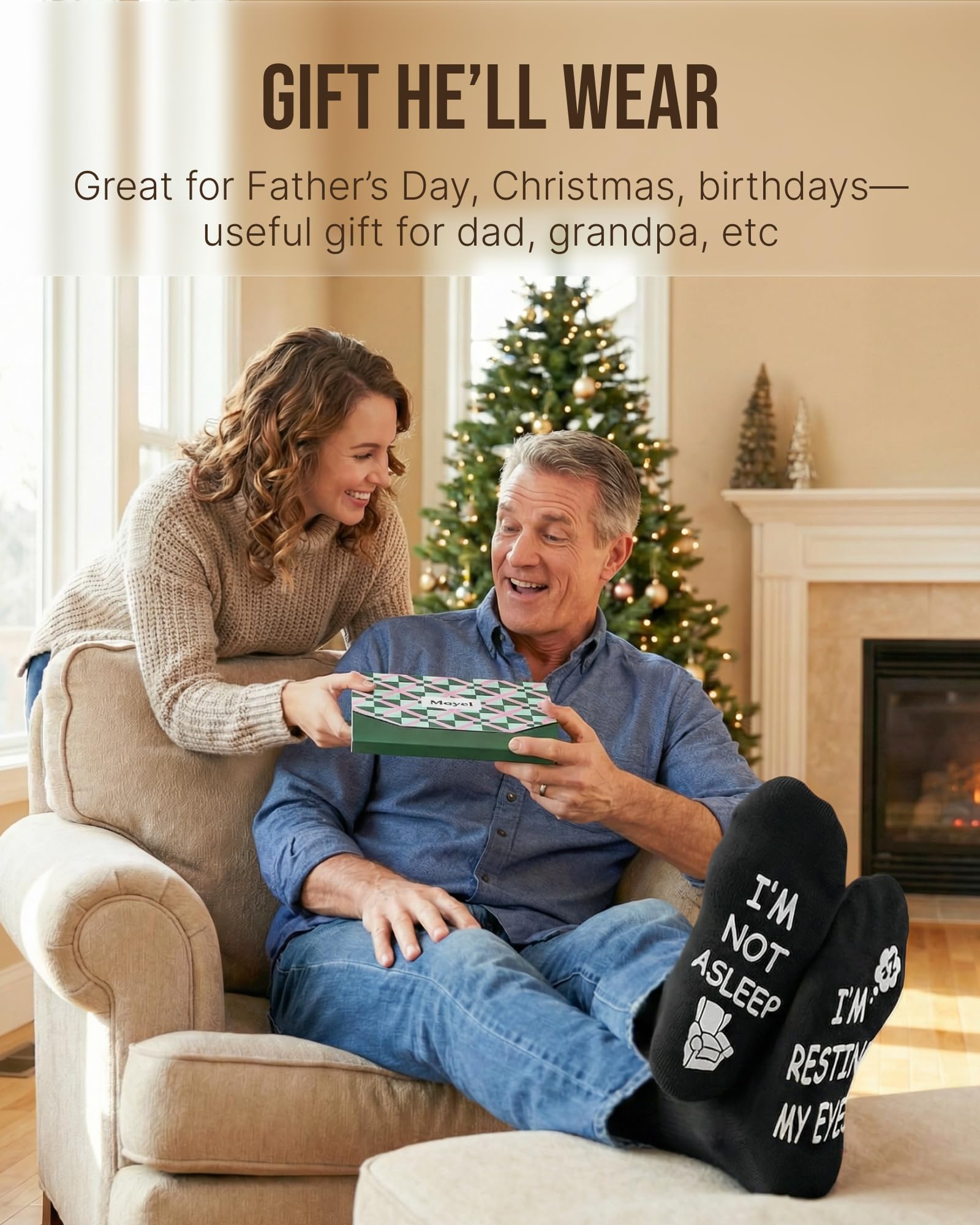 Moyel Funny Socks for Men Funky Novelty Fun Gifts for Men Dad Gifts from Daughter Grandpa Gifts Christmas Fathers Day Birthday Gifts for Him Dad Grandpa Husband Boyfriend 🍁 All In One Marketplace Canada