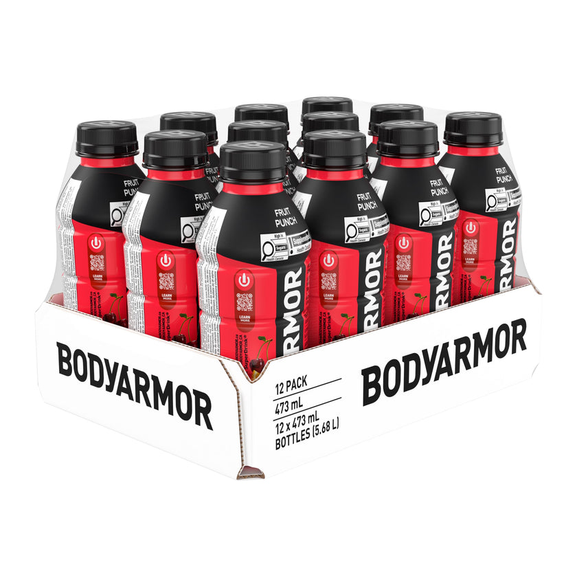 BODYARMOR SuperDrink Fruit Punch, 473 mL Bottles (12 Pack) – Sports Hydration Drink with Coconut Water, Potassium-Packed Electrolytes and Antioxidant Vitamins 🍁 All In One Marketplace Canada