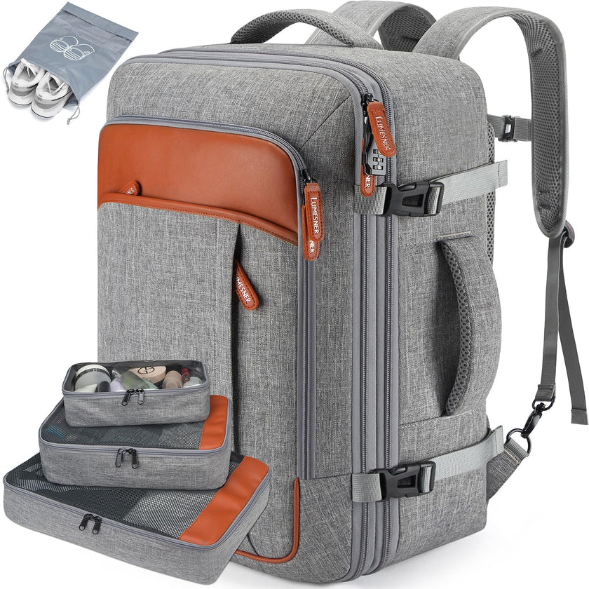 Carry on Backpack, Extra Large 40L Flight Approved Travel Backpack for Men & Women,Expandable Large Suitcase Backpacks With 4 Packing Cubes,Water Resistant Luggage Daypack Business Weekender Bag,Grey 🍁 All In One Marketplace Canada