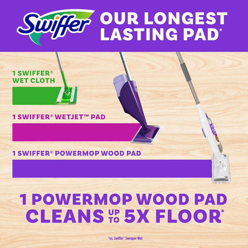 Swiffer Power Mop Wood, Hardwood Floor Cleaner for Mopping Home, All Purpose Multi-Surface Cleaning Set Includes PowerMop Wood, 2 Pads, 1 Quickdry Lemon Solution, & 2 Batteries, 5 Count 🍁 All In One Marketplace Canada