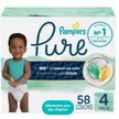 Pampers Pure Baby Diapers, Size 4, Up to 100% Leakproof, Premium Hypoallergenic Soft Diapers, 1 Pack (Count of 58) 🍁 All In One Marketplace Canada