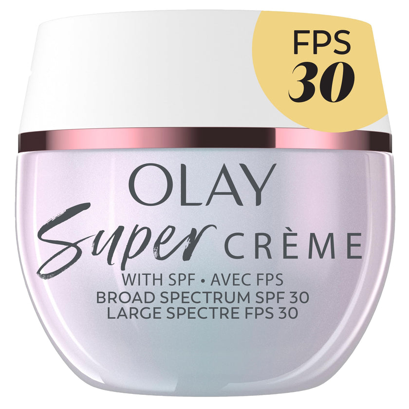 Olay Super Cream with Sunscreen SPF 30, Ultra Lightweight Face Moisturizer with Vitamin C, Hyaluronic Acid, Niacinamide, Vitamin E, and Collagen Peptide that hydrates, smooths, brightens, firms, and protects with SPF, 50 mL 🍁 All In One Marketplace Canada