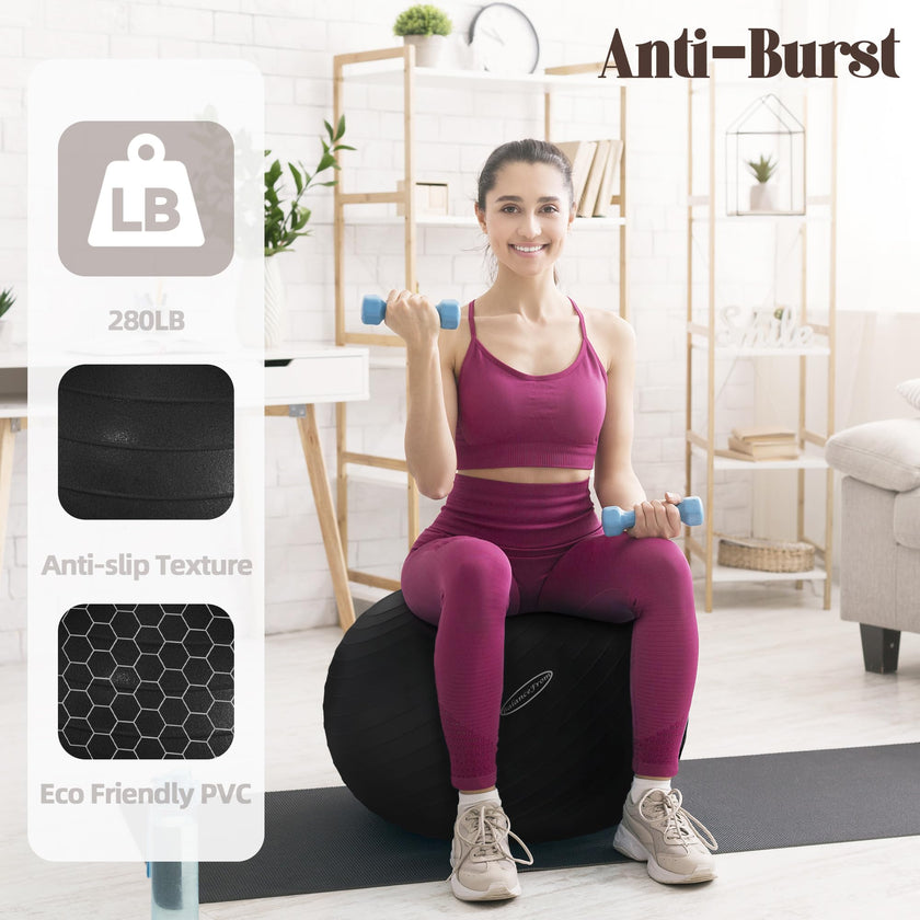 BalanceFrom Anti-Burst Slip Resistant Exercise Ball - 26-inch Black, 2,000-Pound Capacity 🍁 All In One Marketplace Canada