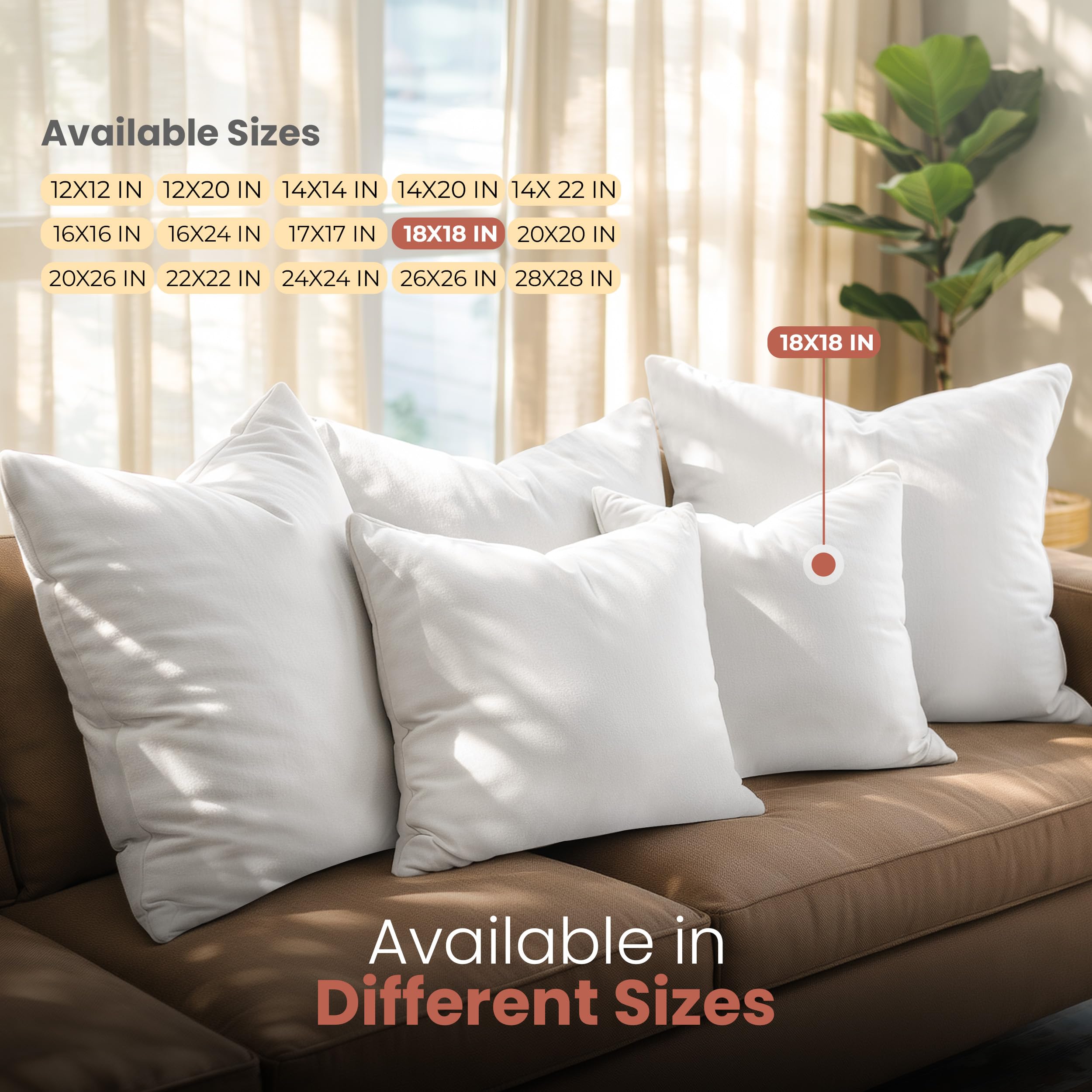 Utopia Bedding Throw Pillows Insert (Pack of 2, White) - 18 x 18 Inches Bed and Couch Pillows - Indoor Decorative Pillow 🍁 All In One Marketplace Canada
