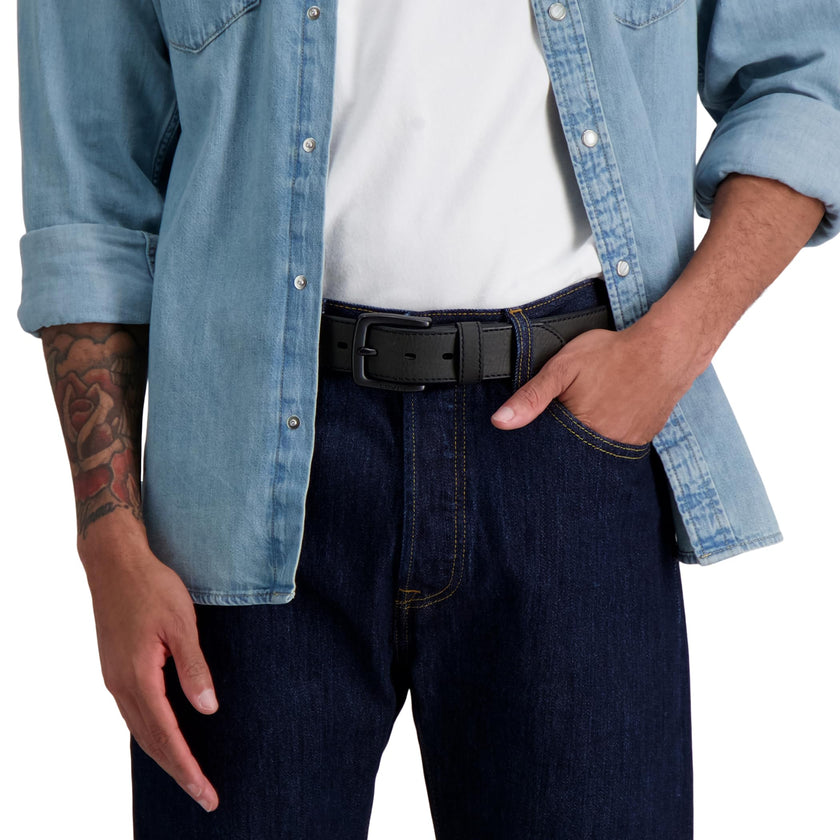 Levi's Casual Belt-Dress for Men Jeans with Thick Strap and Buckle, Matte black, Large (38-40) 🍁 All In One Marketplace Canada