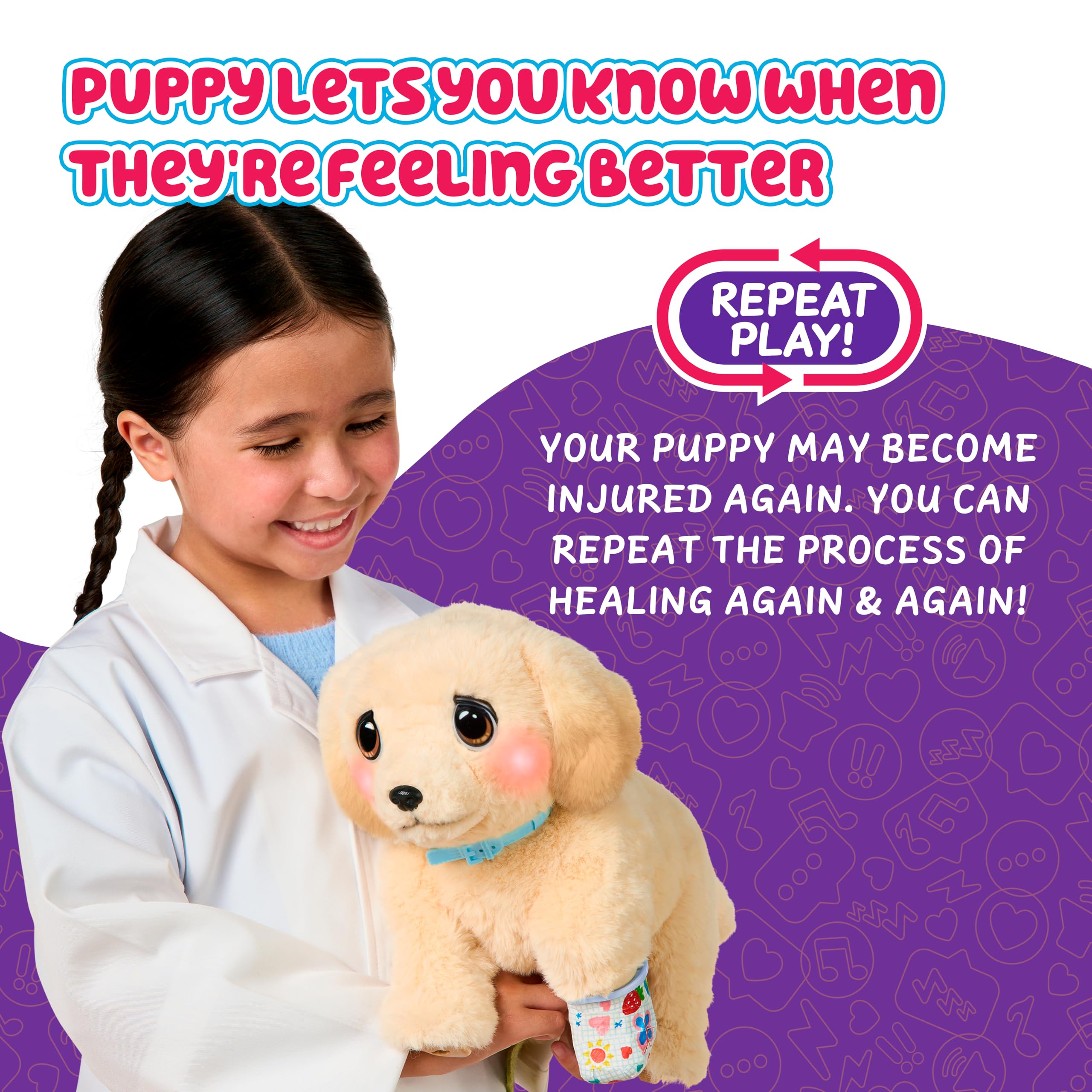 Little Live Pets Ouchies - Cooper The Retriever Puppy|Transform from Injured to Healed Like a Vet. Make a Real Cast. Walking Puppy with Carrier (35cm/13.8in Tall). Repeat Play. 50+ Sounds & Reactions 🍁 All In One Marketplace Canada