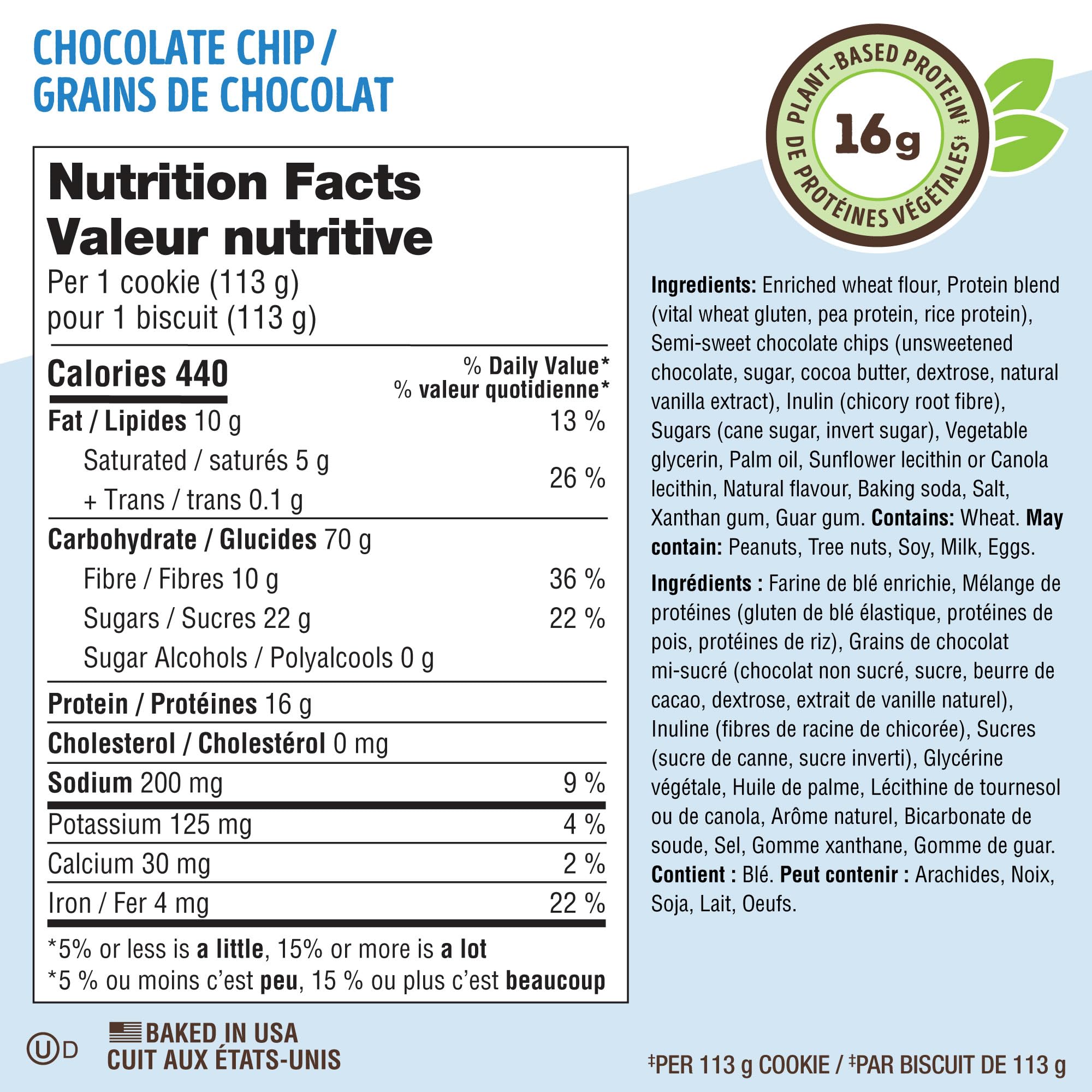Lenny & Larry's The Complete Cookie – Chocolate Chip 113 Gr BOX OF 12 – High Protein Snack with 16g Plant Protein – Soft-Baked Low Sugar Keto Cookies High in Fiber, Non-GMO & Vegan 🍁 All In One Marketplace Canada