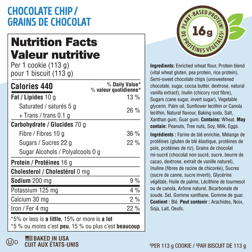 Lenny & Larry's The Complete Cookie – Chocolate Chip 113 Gr BOX OF 12 – High Protein Snack with 16g Plant Protein – Soft-Baked Low Sugar Keto Cookies High in Fiber, Non-GMO & Vegan 🍁 All In One Marketplace Canada
