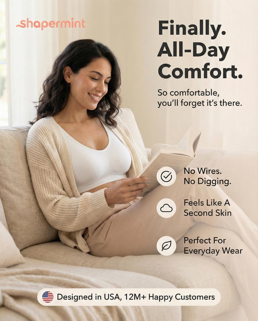 SHAPERMINT Wireless Bras for Women - Full Support Seamless Bralette, Compression Sports Bra, Plus Size Minimizer Bras, Padded Wirefree Bra for Women White 🍁 All In One Marketplace Canada