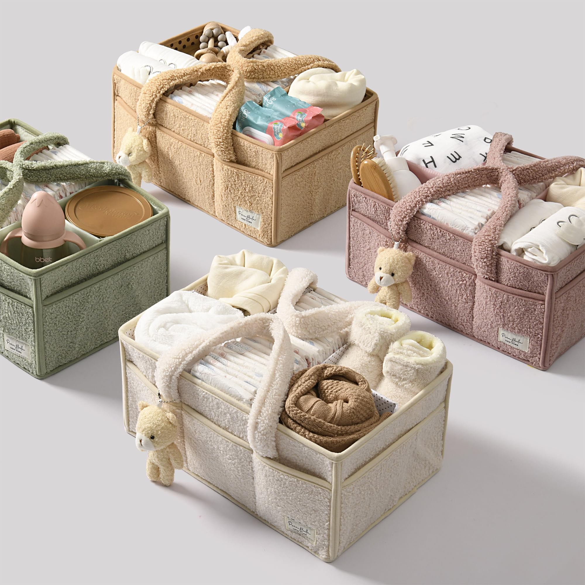 PeraBella Baby Diaper Caddy Organizer, Baby Organizers and Storage for Changing Table, Babies Shower Gift Basket for Boy &Girl, Nursery Essentials Car Caddy Organizer with Handle, Green Diaper Basket 🍁 All In One Marketplace Canada