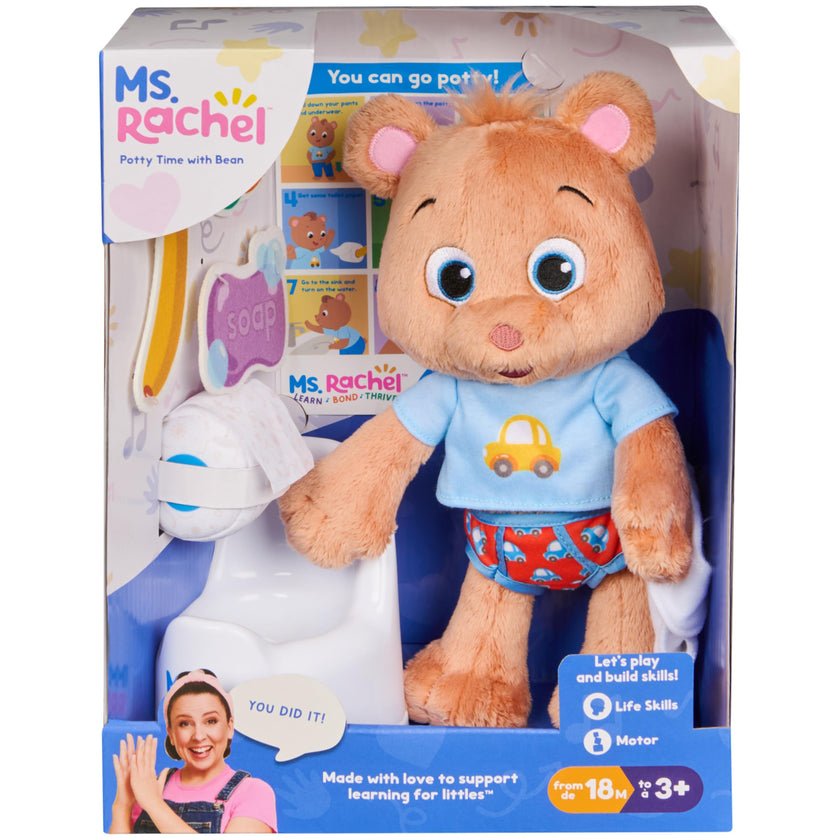 Ms. Rachel Potty Time with Bean, 11” Plush Teddy Bear with Play Toilet & Accessories, Toddler Toys for Girls & Boys for Ages 18 Months to 3+ 🍁 All In One Marketplace Canada