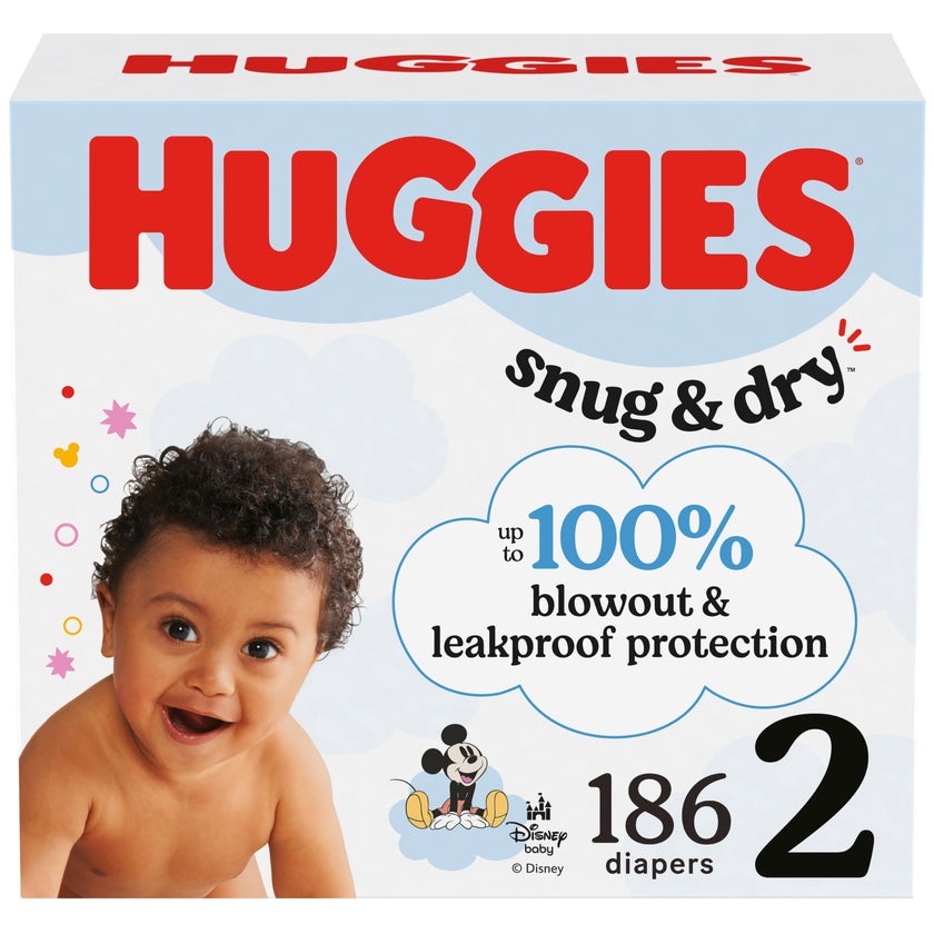 Huggies Size 2 Diapers, Snug & Dry Baby Diapers, Size 2 (12-18 lbs), 186 Count, Packaging May Vary 🍁 All In One Marketplace Canada