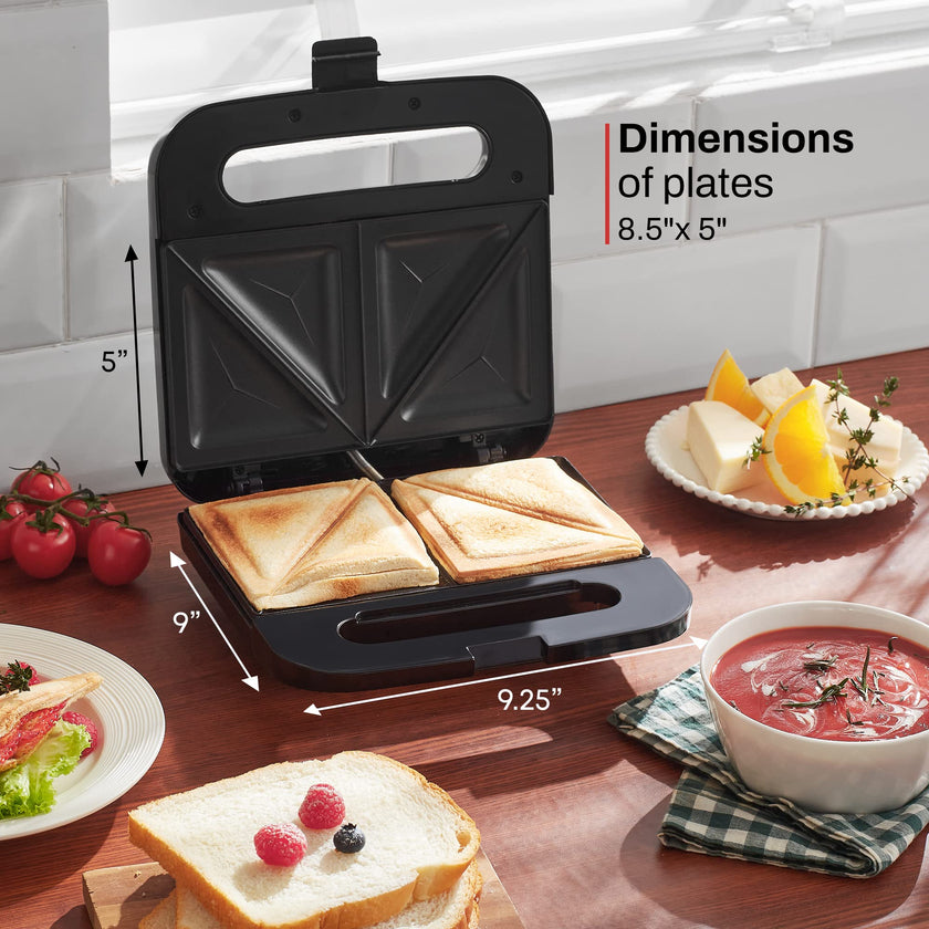 Elite Gourmet ESM-2207SS# Stainless Steel Sandwich Panini Maker Grilled Cheese Machine Tuna Melt Omelets Non-stick Cooking Surface, 2 Slice, 750 Watts, Stainless Steel 🍁 All In One Marketplace Canada